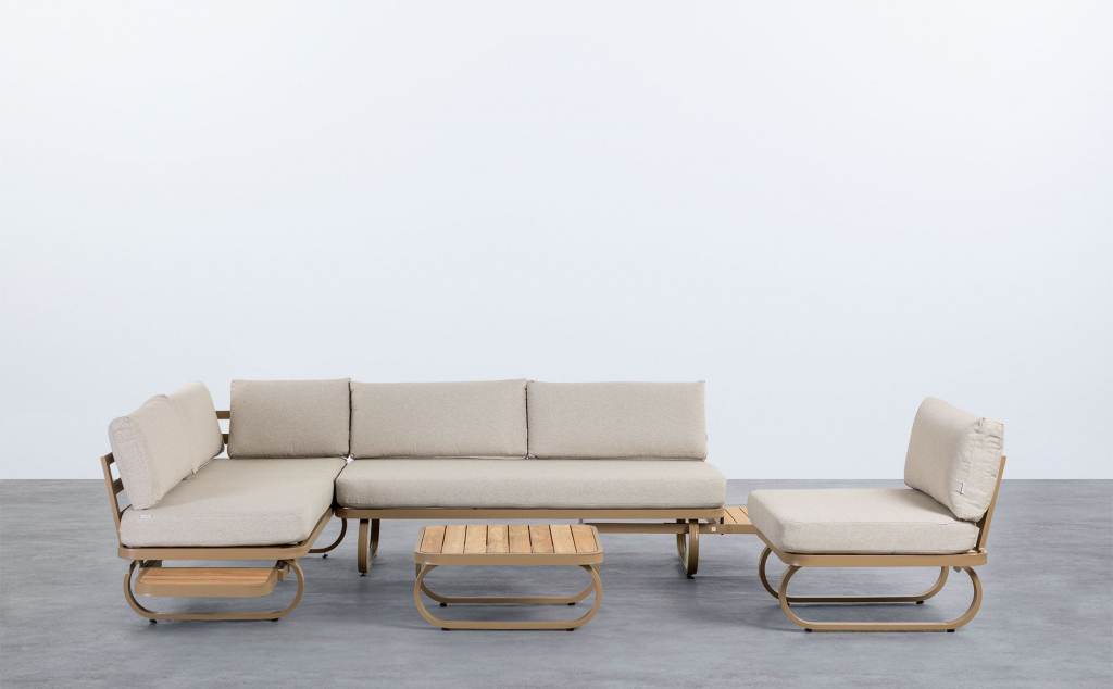 Set da Giardino in Metallo e Legno di Teak con Poltrona Singola Emilia