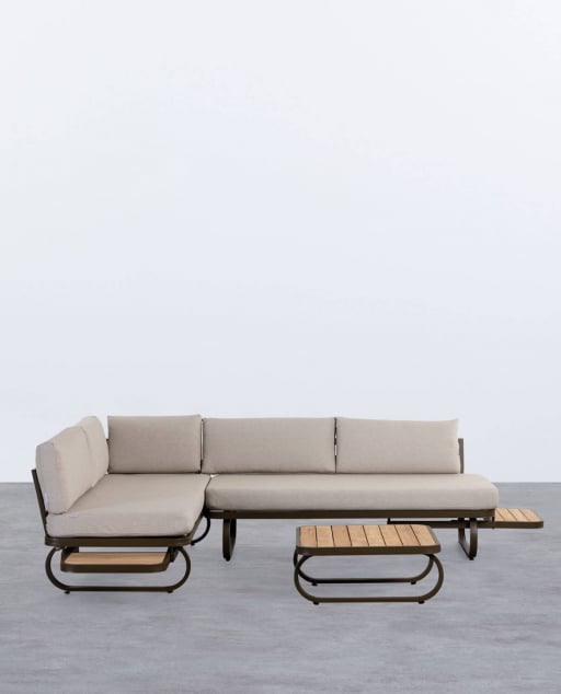 Set da Giardino in Metallo e Legno di Teak con Tavolino Emilia