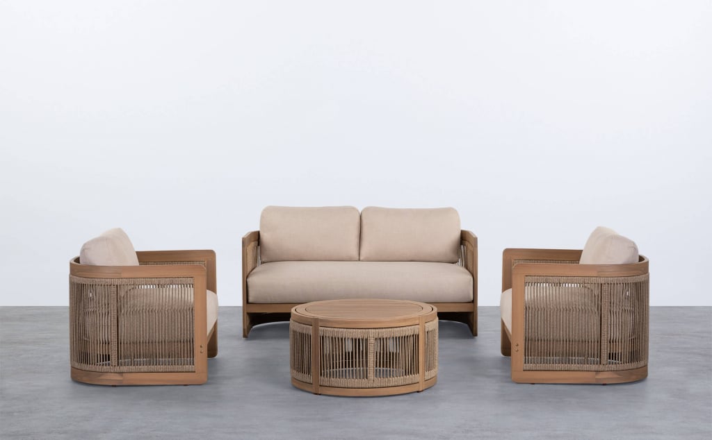 Set da Giardino in Legno di Acacia con Cuscini Mares