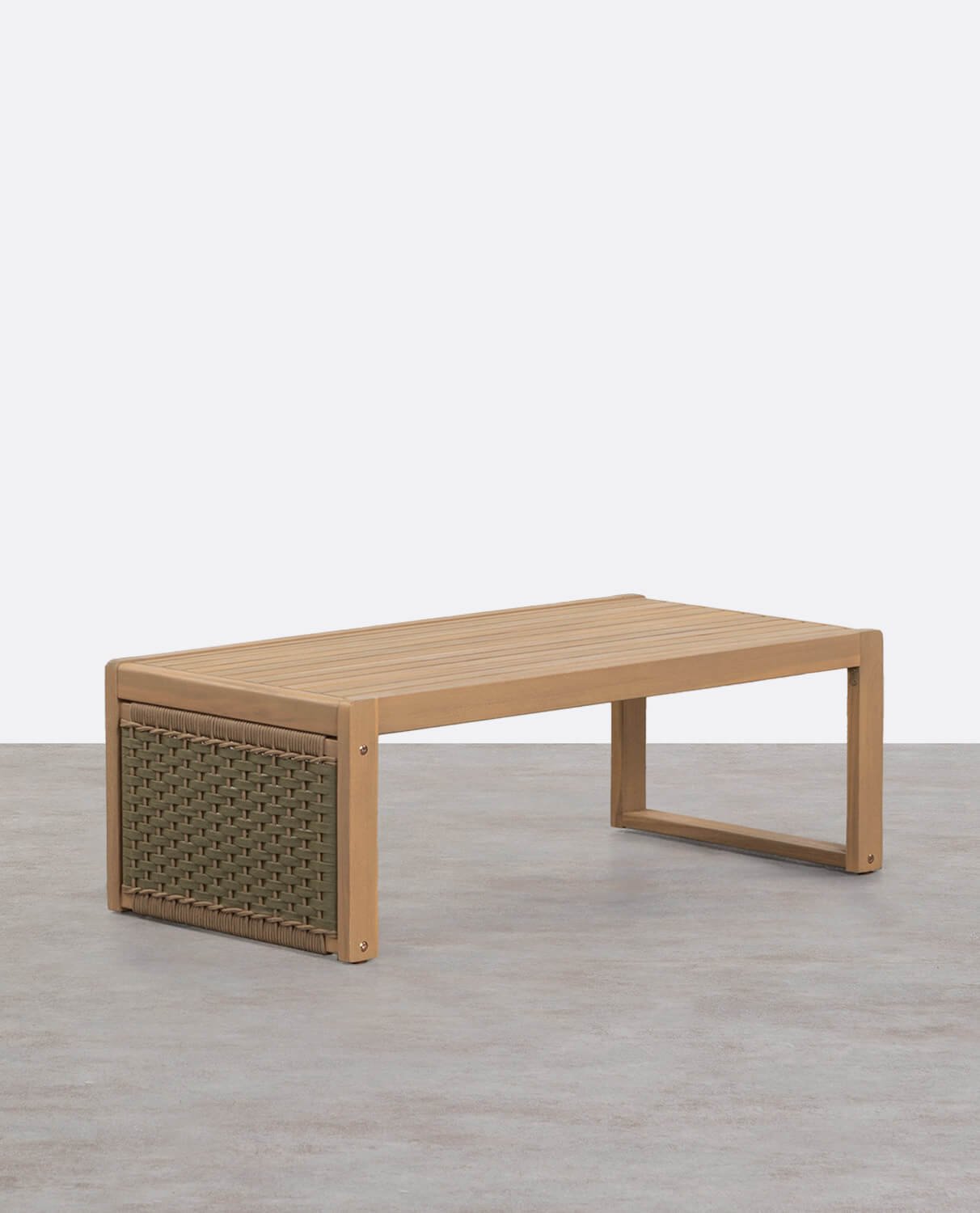 Tavolino in Legno di Acacia e Corda (100x50 cm) Mirle , immagine della galleria 1