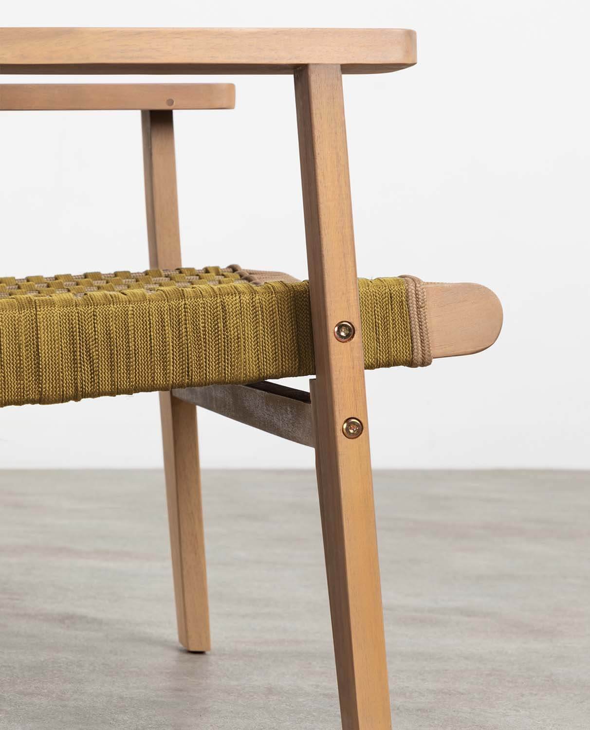 Set da Giardino con Divano a 2 Posti, 2 Poltrone e Tavolino in Legno di Acacia e Corda Mirle, immagine della galleria 8