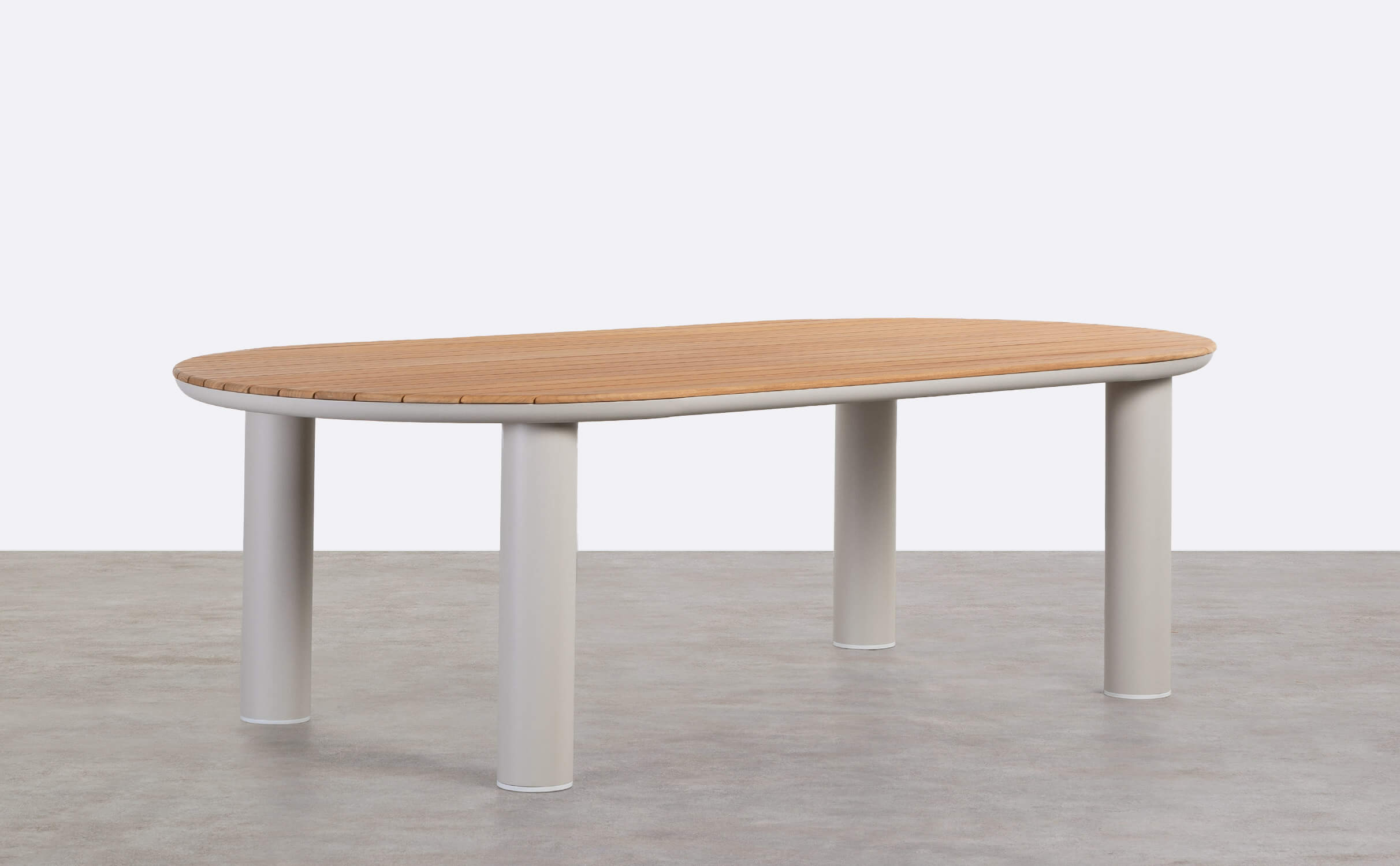Tavolo da Esterno Oval in Alluminio e Legno di Teak (240x119 cm) Cheryl, immagine della galleria 1