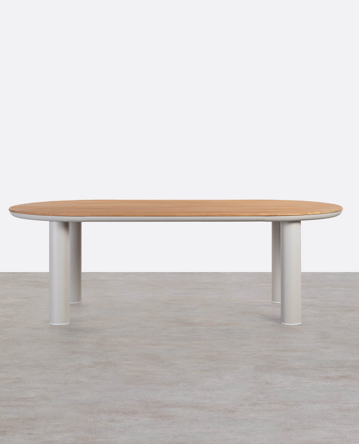 Tavolo da Esterno Oval in Alluminio e Legno di Teak (240x119 cm) Cheryl, immagine della galleria 2