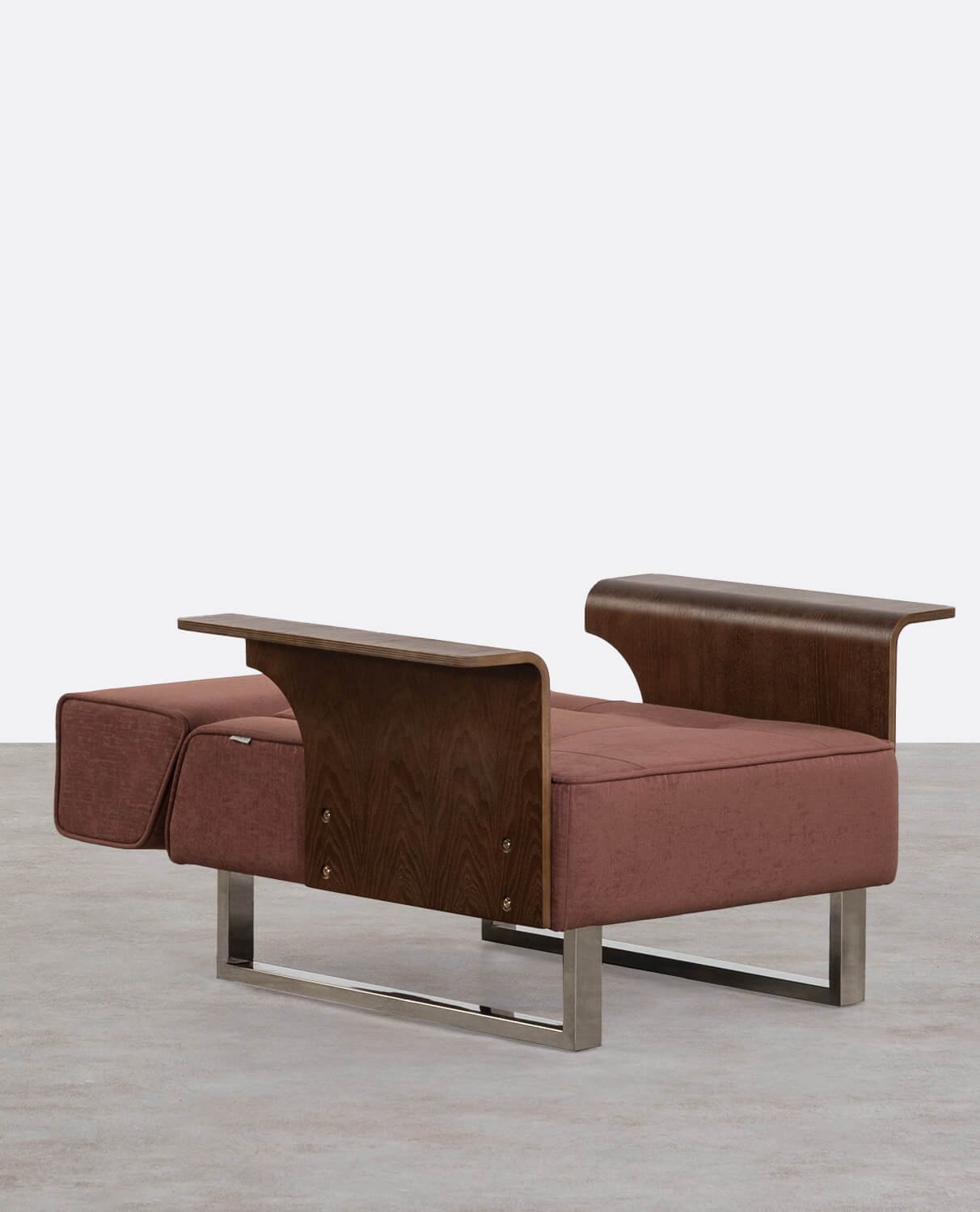 Poltrona Reclinabile con Poggiapiedi in Tessuto e Legno 70s, immagine della galleria 2