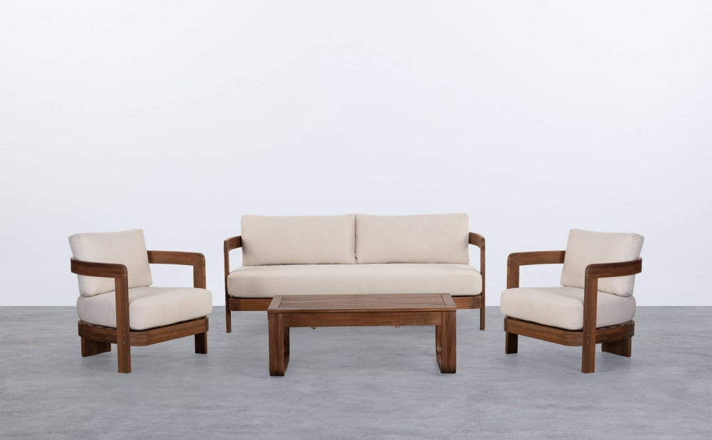Set da Giardino in Legno di Acacia e Tessuto Moad