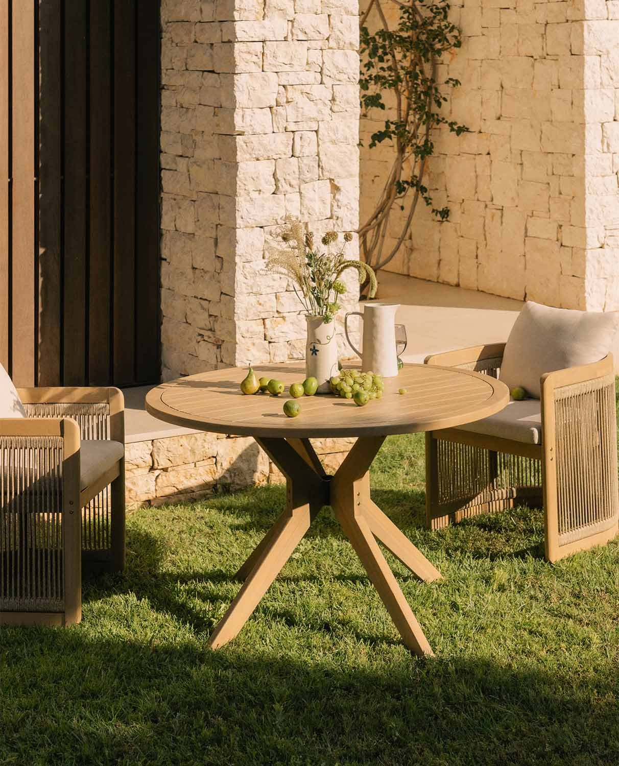 Tavolo da Giardino Rotondo in Legno di Acacia (Ø120 cm) Mirla, immagine della galleria 2