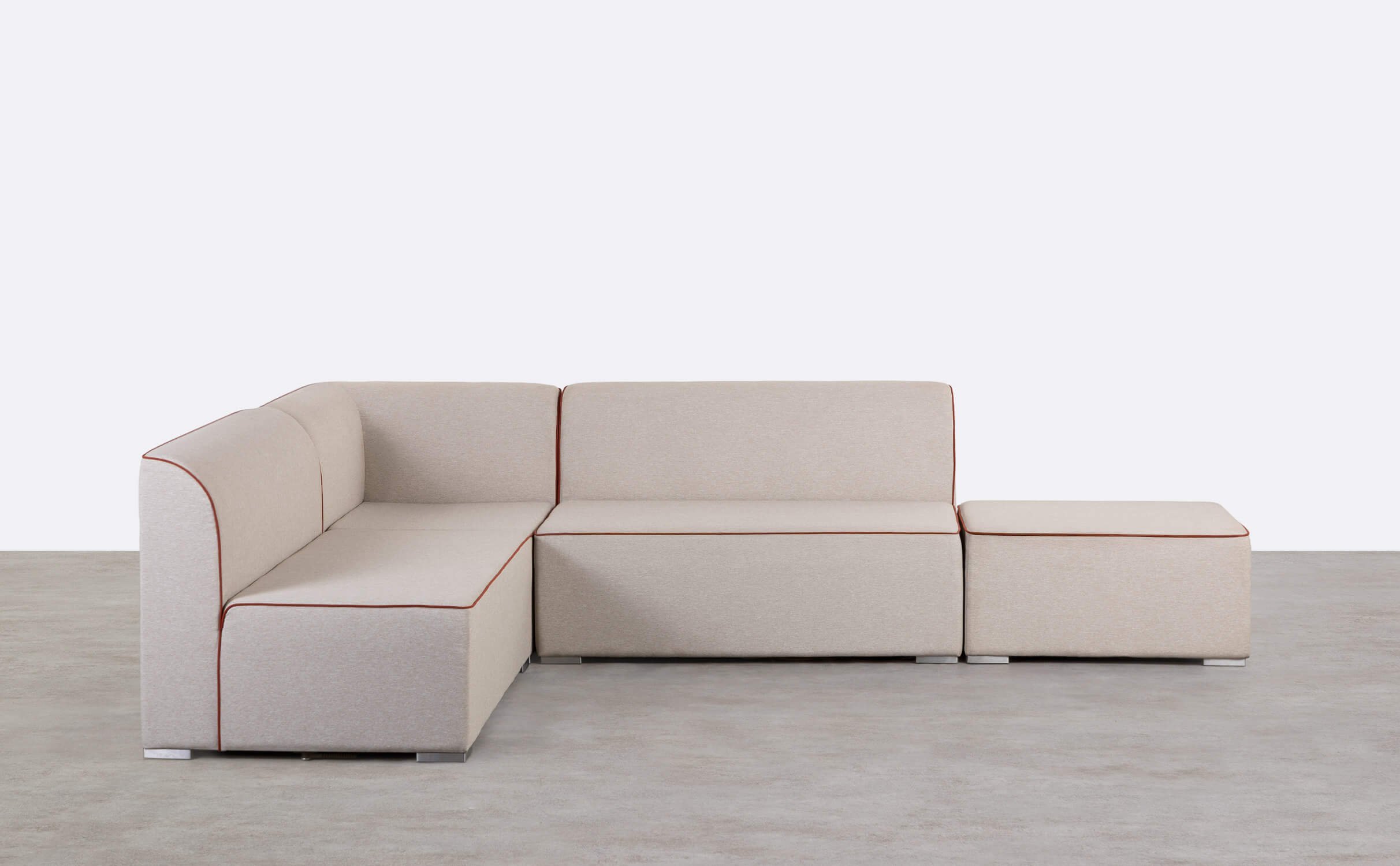Divano da Giardino Loft Modulare in 3 Pezzi con Divani Angolari e a 2 Posti con Puff in Tessuto Lagos, immagine della galleria 1