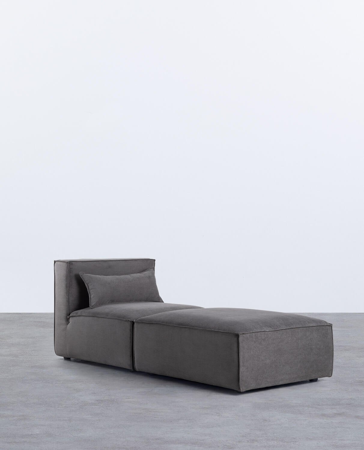 Poltrona Modulare con Pouf in Velluto a Coste Kilhe
