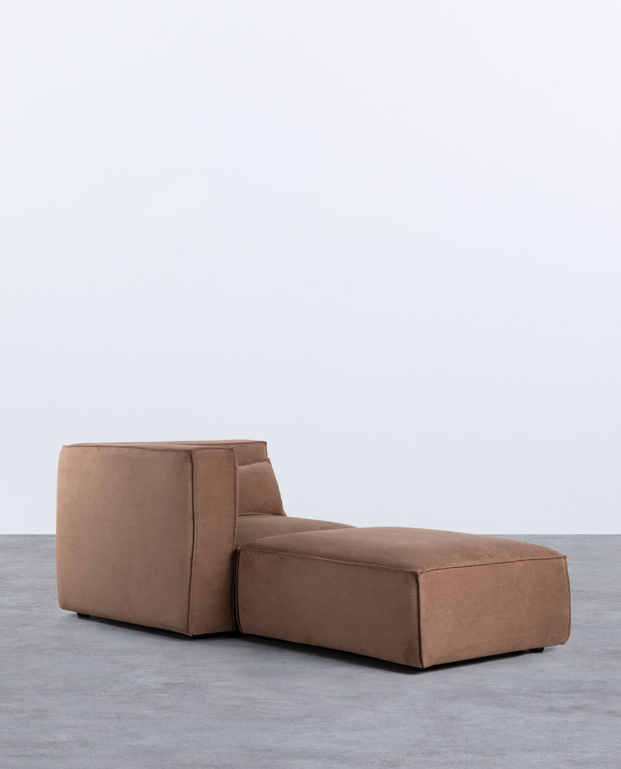 Poltrona Angolare Modulare con Pouf in Velluto a Coste Kilhe
