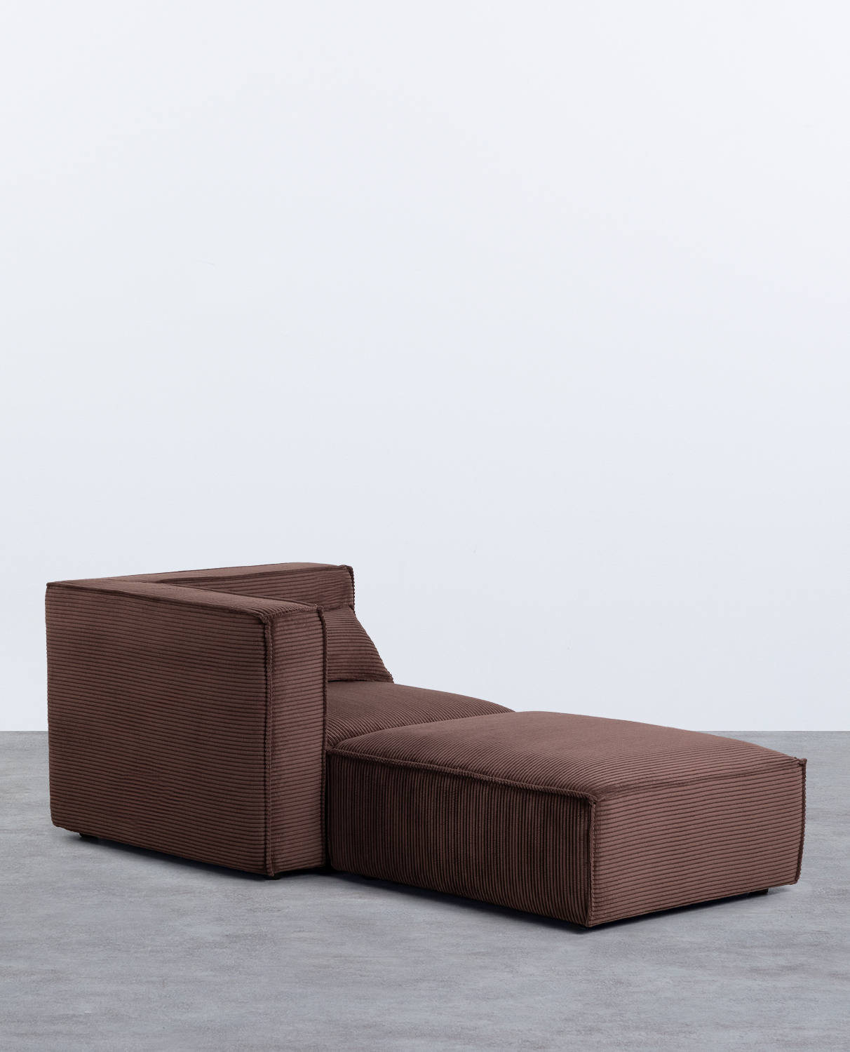 Poltrona Angolare Modulare con Pouf in Velluto a Coste Spesse Kilhe