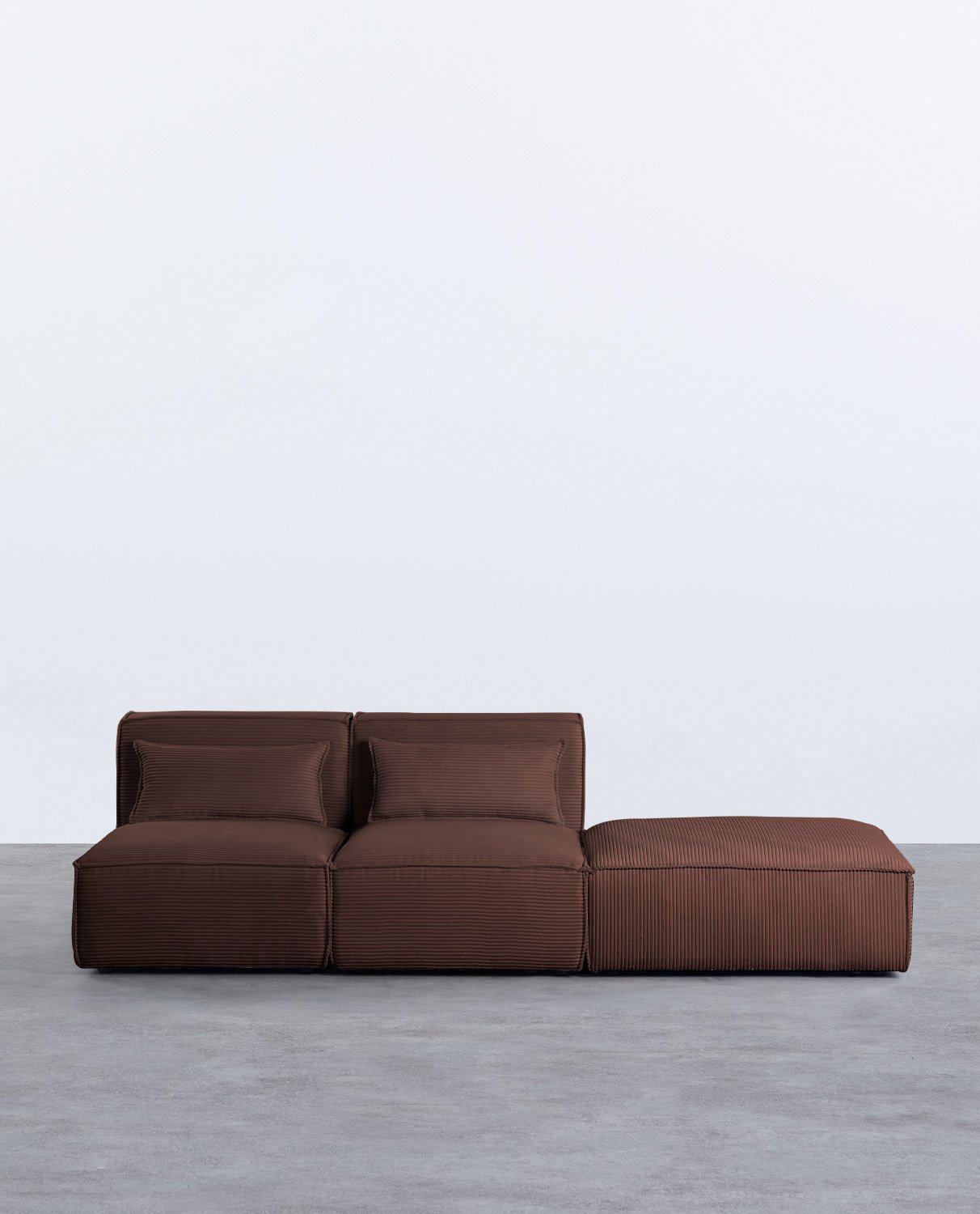 Divano modulare  2 pezzi con pouf in velluto a coste spesso Kilhe