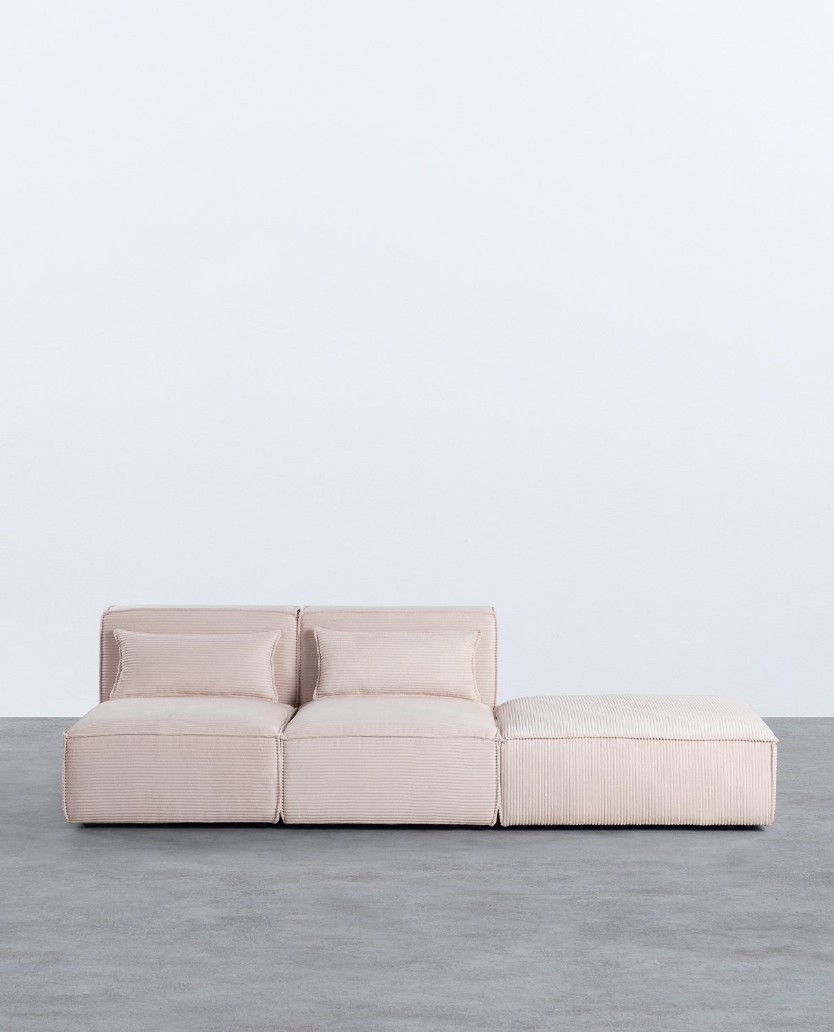 Divano modulare  2 pezzi con pouf in velluto a coste spesso Kilhe