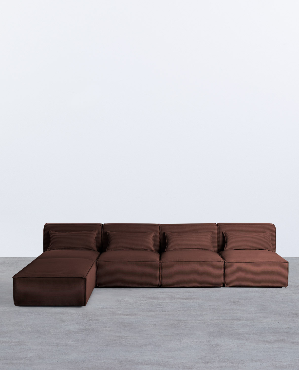 Divano Modulare 4 Pezzi con Pouf in Velluto a Coste Spesse Kilhe