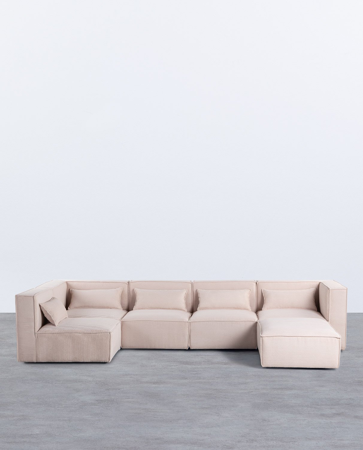 Divano Modulare 5 Pezzi con Pouf in Velluto a Coste Spesse Kilhe
