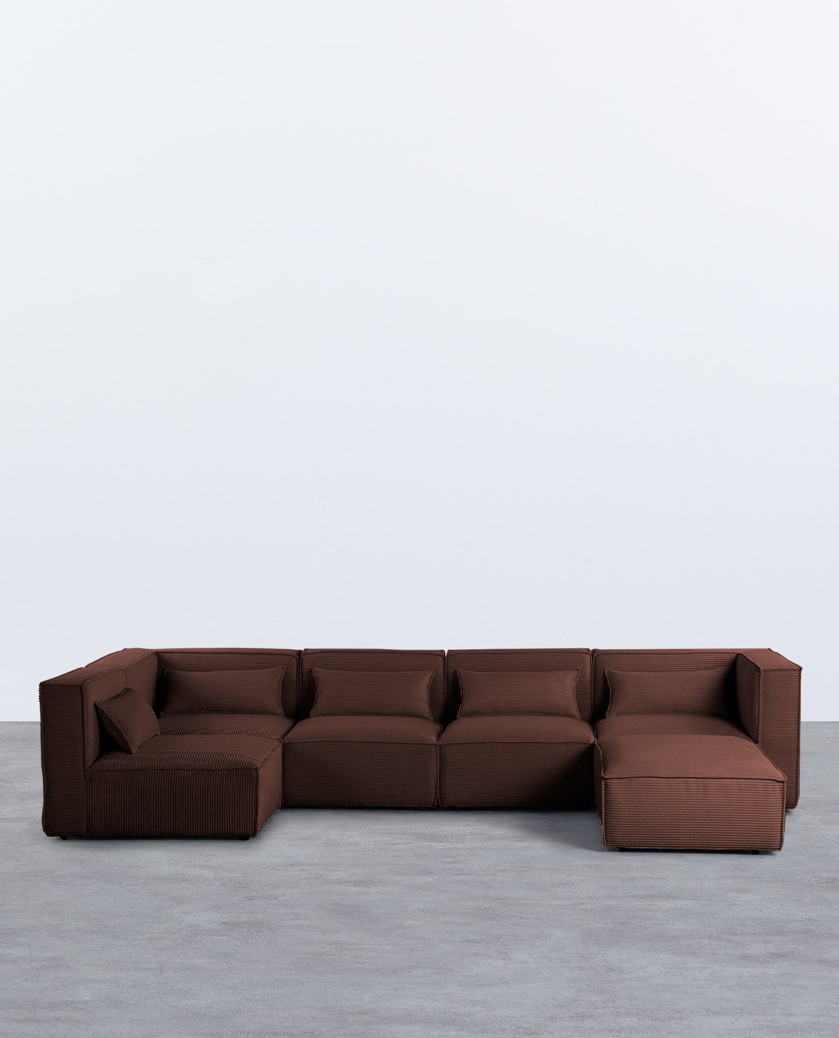 Divano Modulare 5 Pezzi con Pouf in Velluto a Coste Spesse Kilhe