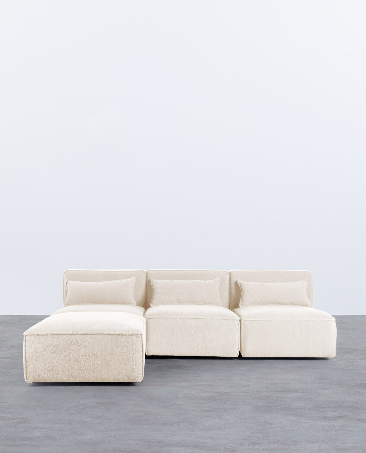Divano Modulare 3 Pezzi e Pouf in Tessuto Bouclé Kilhe