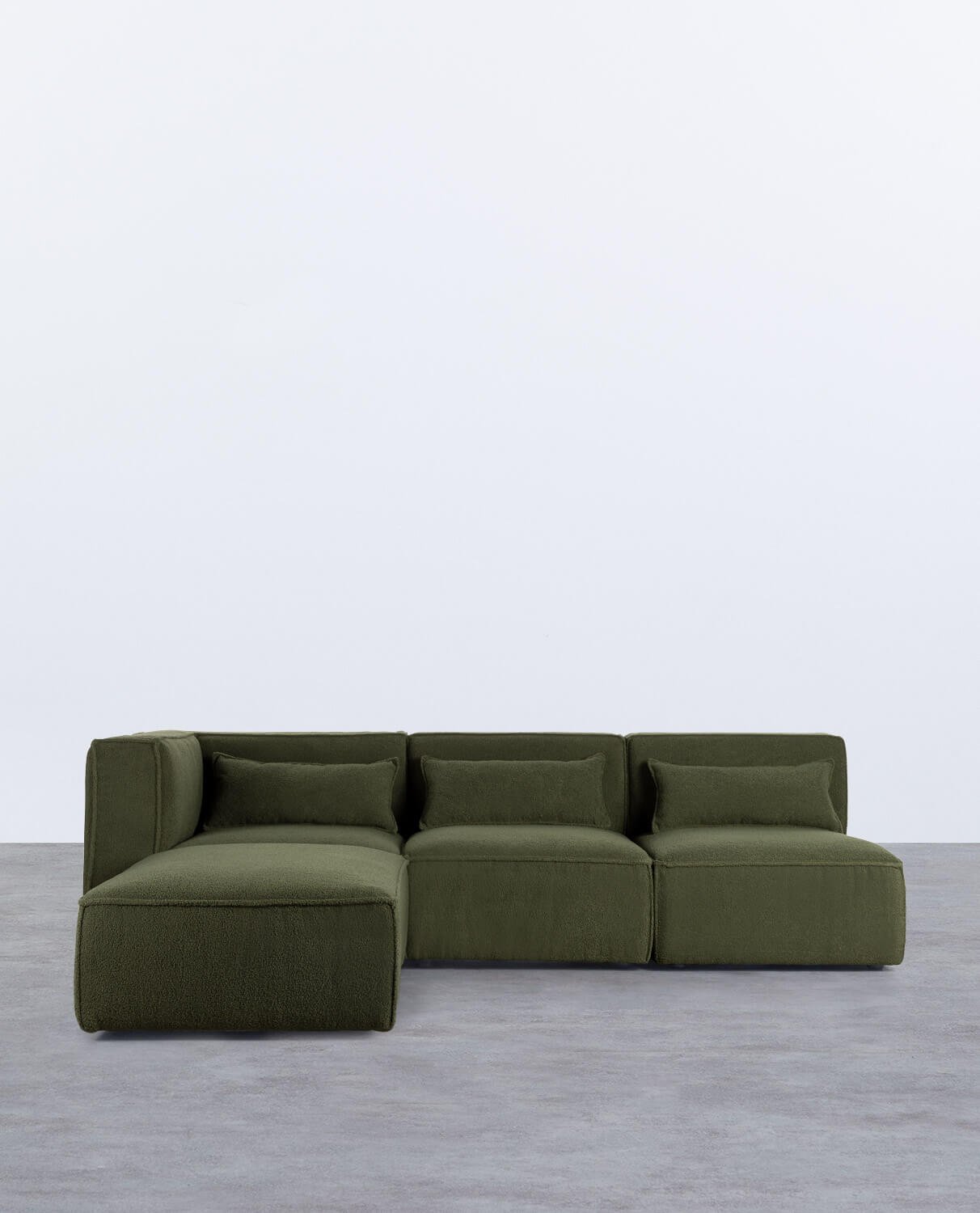 Divano Modulare 3 Pezzi con 2 Poltrone e Pouf in Tessuto Bouclé Kilhe