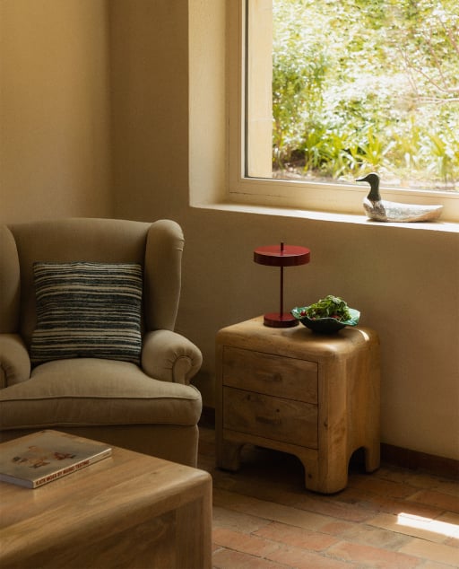 Comodino in Legno di Mango (55,5x42,5 cm) Reichel 