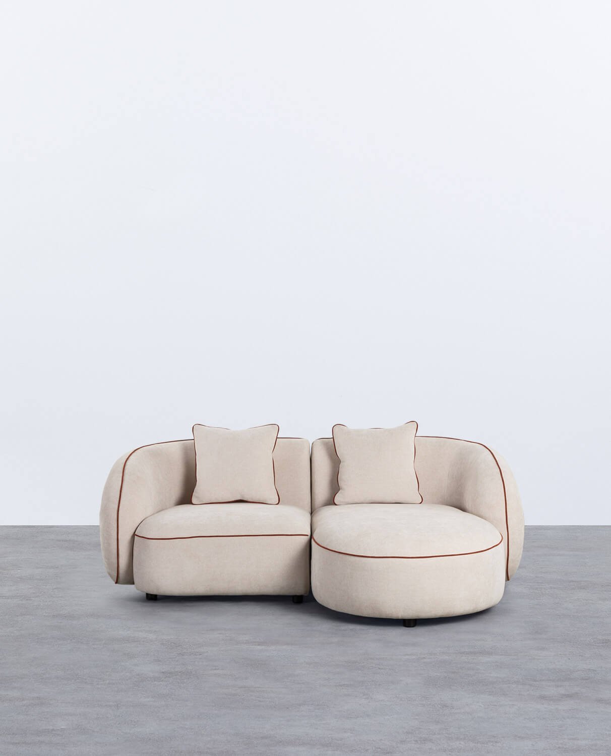 Divano Angolare Modulare in 2 Pezzi con Chaise Longue in Tessuto Ilham 