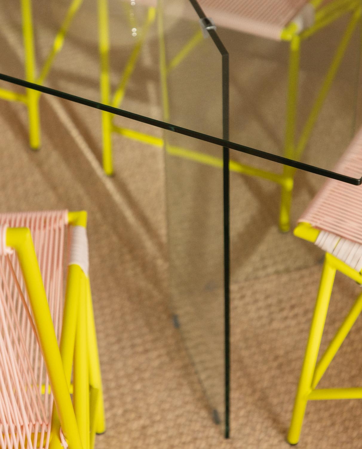 Set da Pranzo Rettangolare in Vetro (180x90 cm) Kamil e 6 Sedie in Rattan e Metallo Amur, immagine della galleria 6