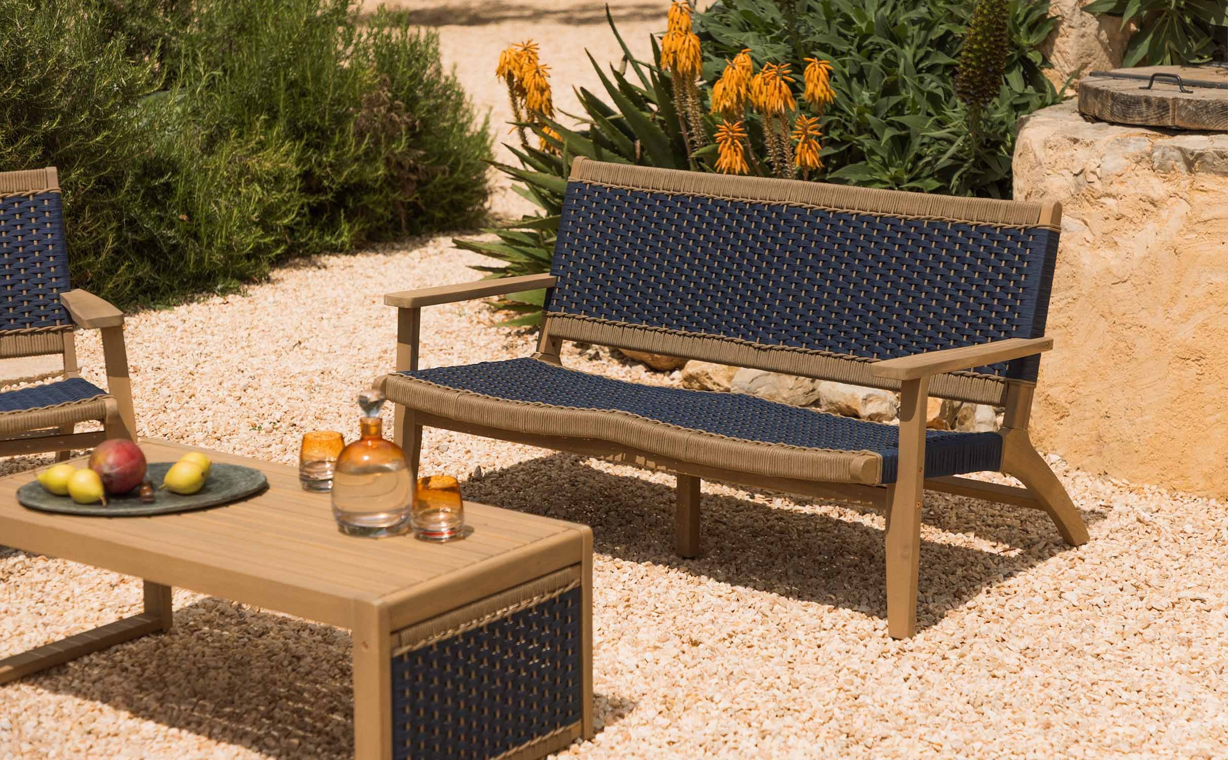 Divano da Giardino a 2 Posti in Legno di Acacia e Corda di Mirle , immagine della galleria 1
