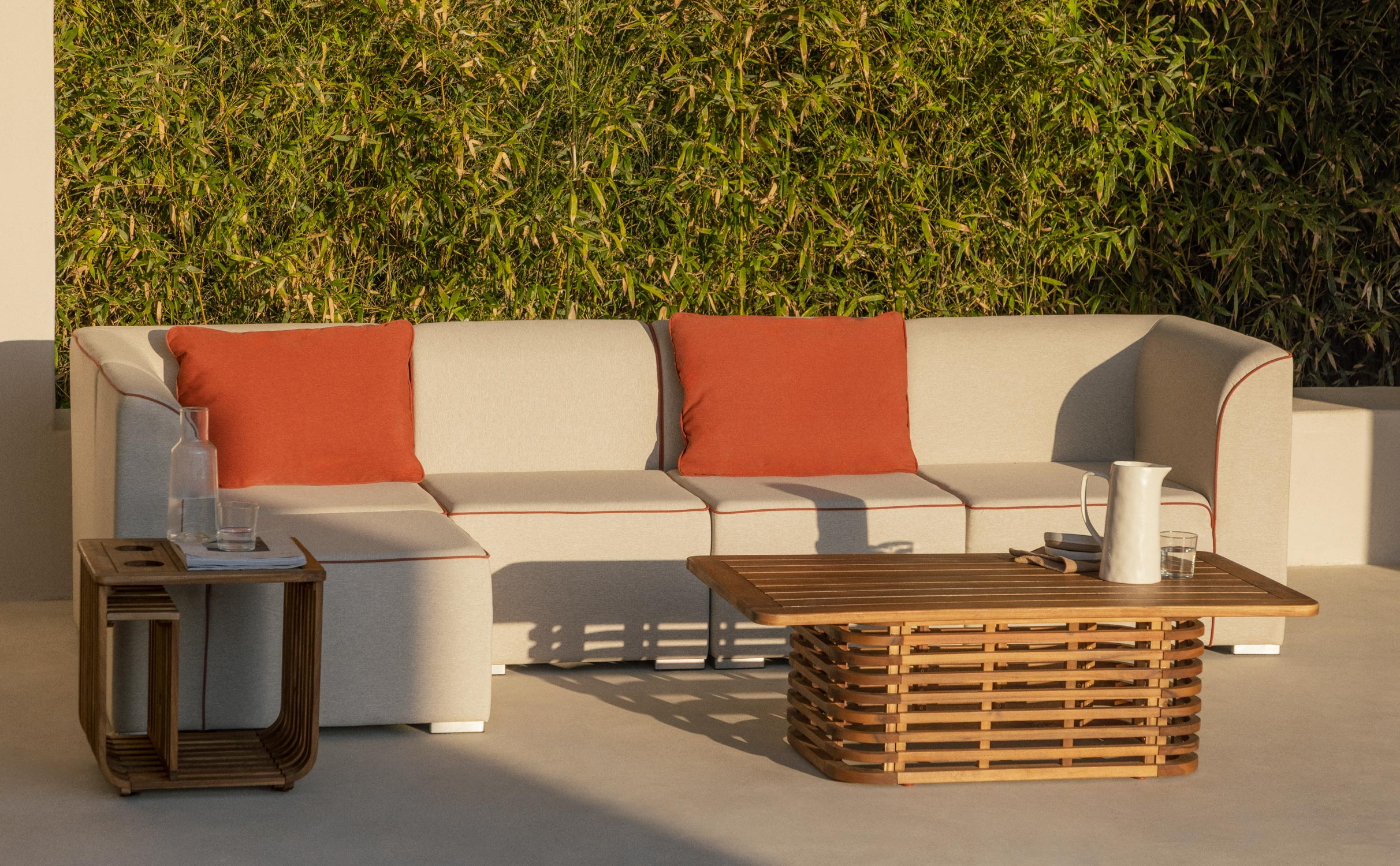Divano da Giardino Modulare 5 Pezzi con 2 Angoli e 3 Poltrone in Tessuto Lagos, immagine della galleria 1