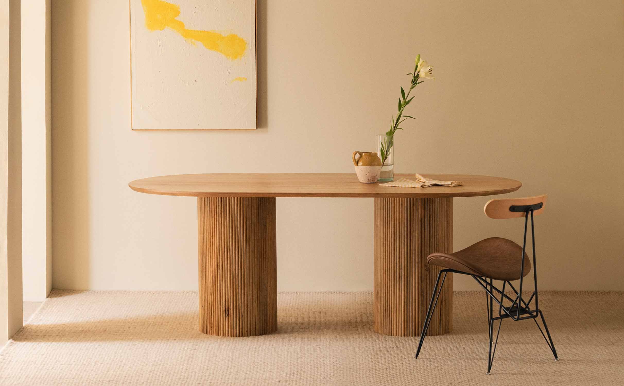 Tavolo da Pranzo Ovale in Legno di Mango (200x100 cm) Vienna, immagine della galleria 1