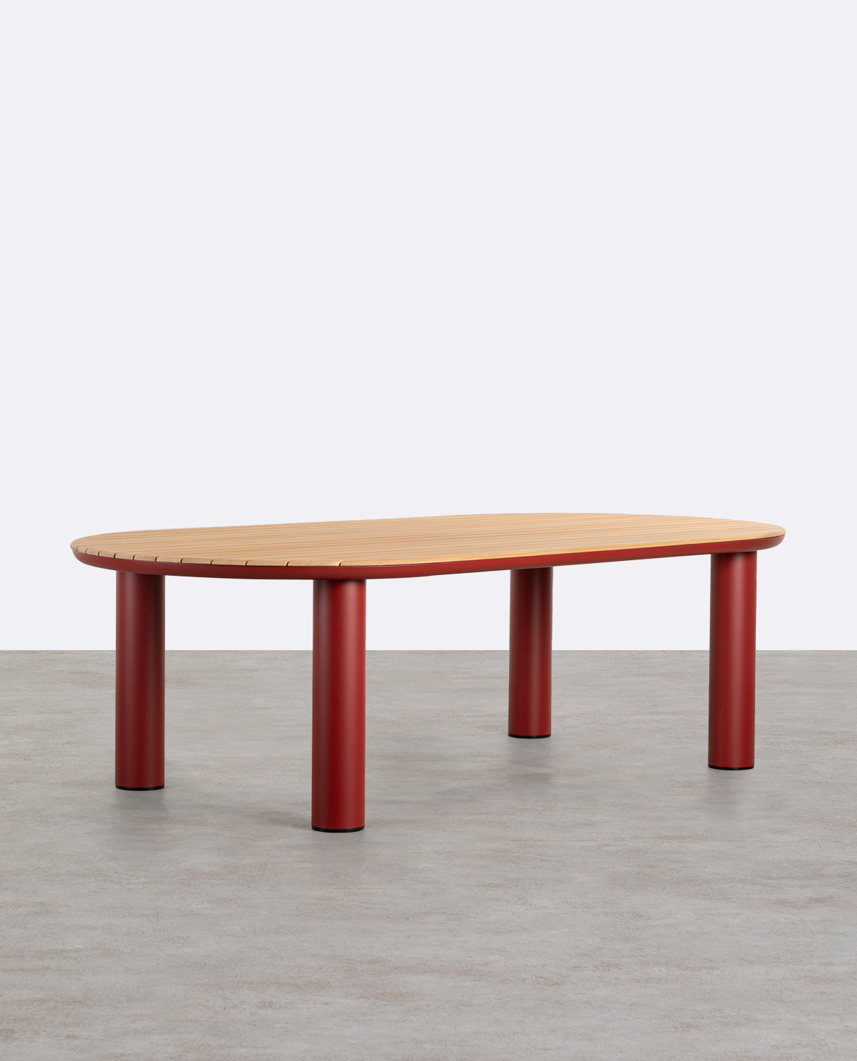 Tavolo da Esterno Oval in Alluminio e Legno di Teak (240x120 cm) Cheryl, immagine della galleria 1