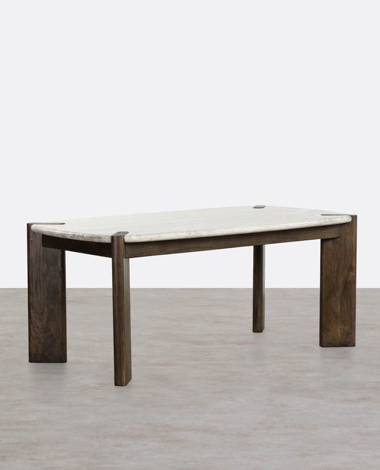 Tavolo da Pranzo Rettangolare in Marmo Sawar e Legno di Mango (180x99 cm) Edgar, immagine della galleria 1
