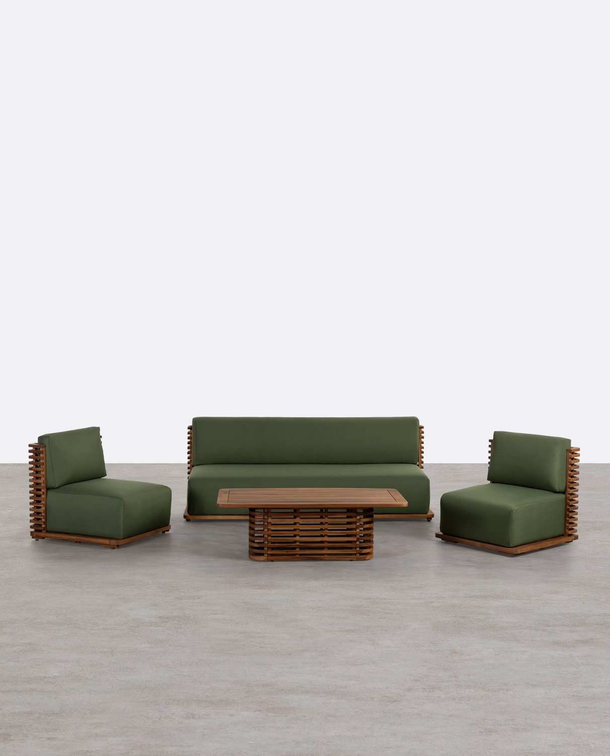 Set da Giardino in Legno di Acacia con Cuscini in Tessuto Hazan, immagine della galleria 1