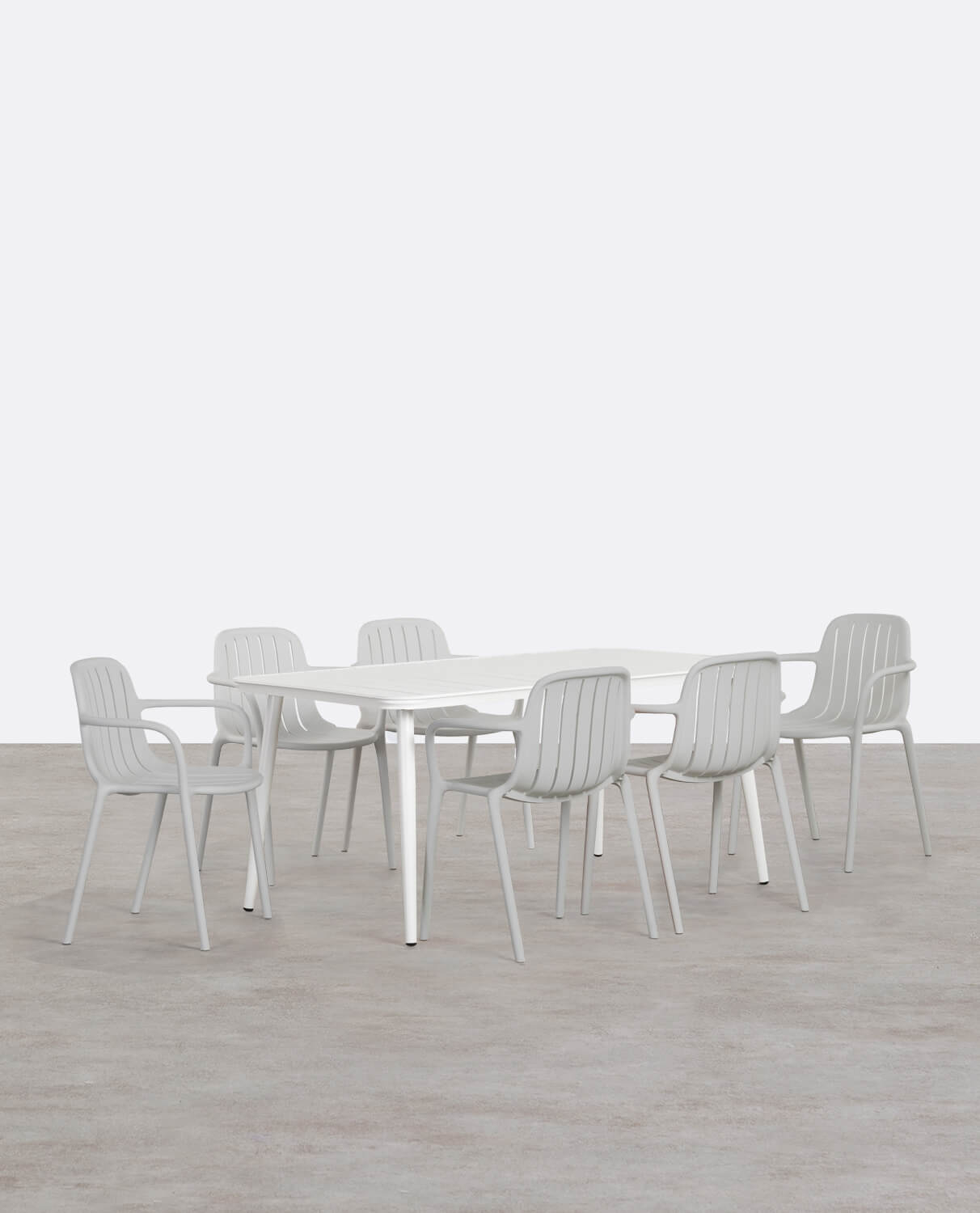 Set Tavolo Rettangolare in Alluminio (160x90 cm) Cancun e 6 Sedie da Esterno in Polipropilene Brand, immagine della galleria 1