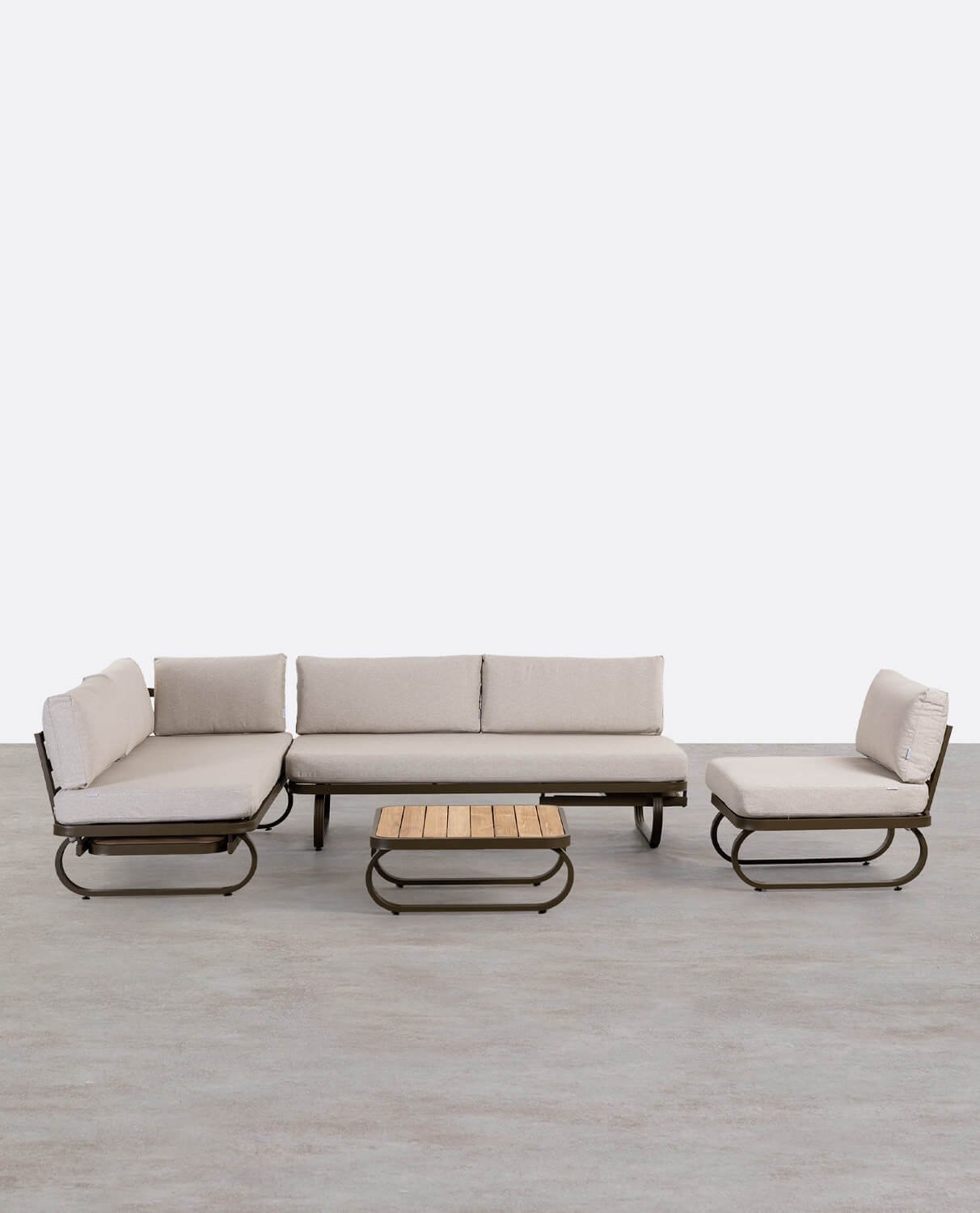 Set da Giardino in Metallo e Legno di Teak con Poltrona Singola Emilia, immagine della galleria 1