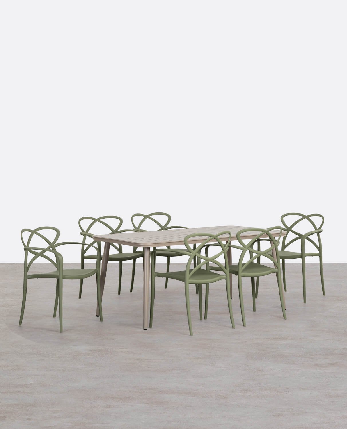 Set Tavolo Rettangolare in Alluminio (160x90 cm) Cancun e 6 Sedie in Polipropilene con Braccioli per Rsterni Cielo, immagine della galleria 1