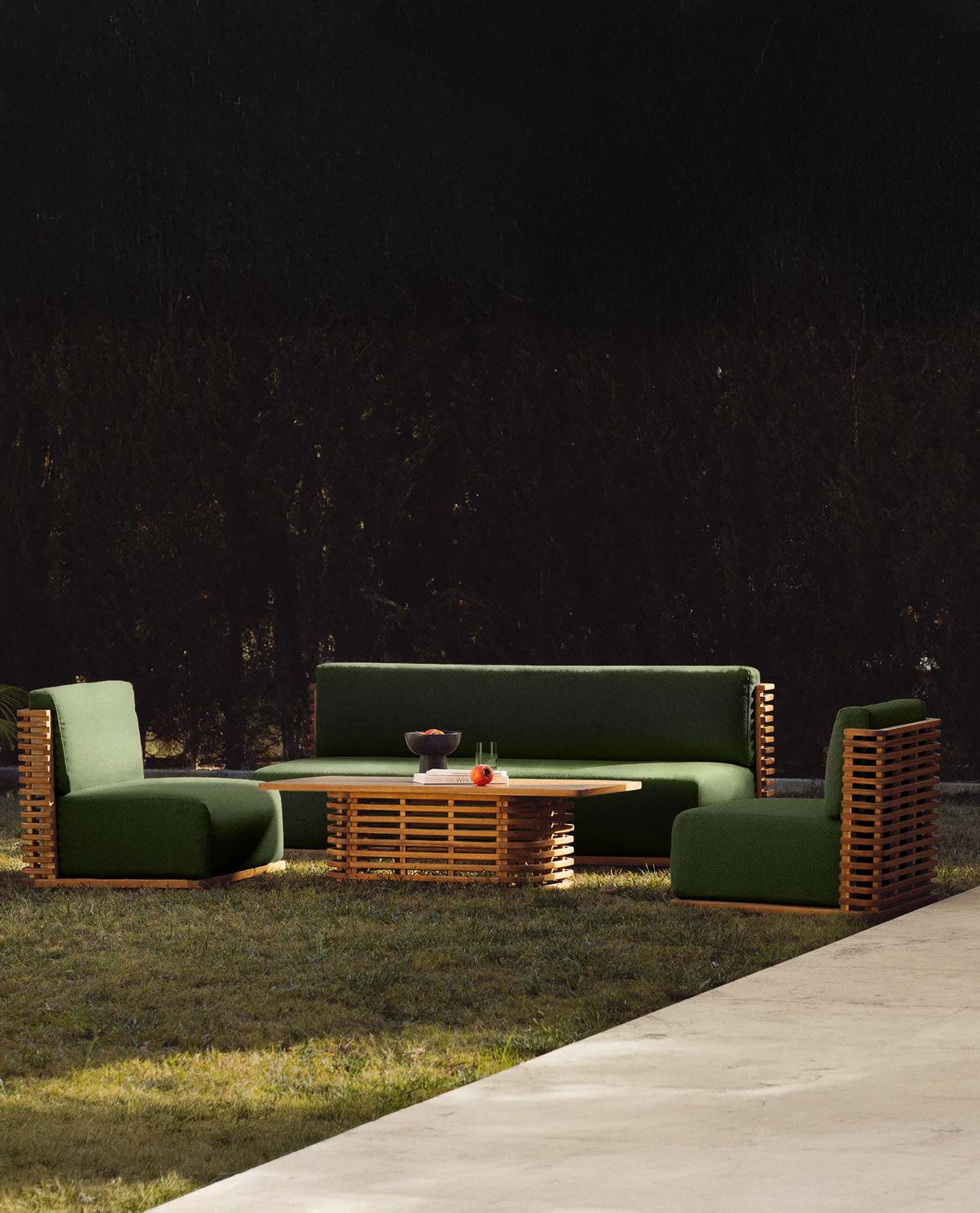 Set da Giardino in Legno di Acacia con Cuscini in Tessuto Hazan, immagine della galleria 2