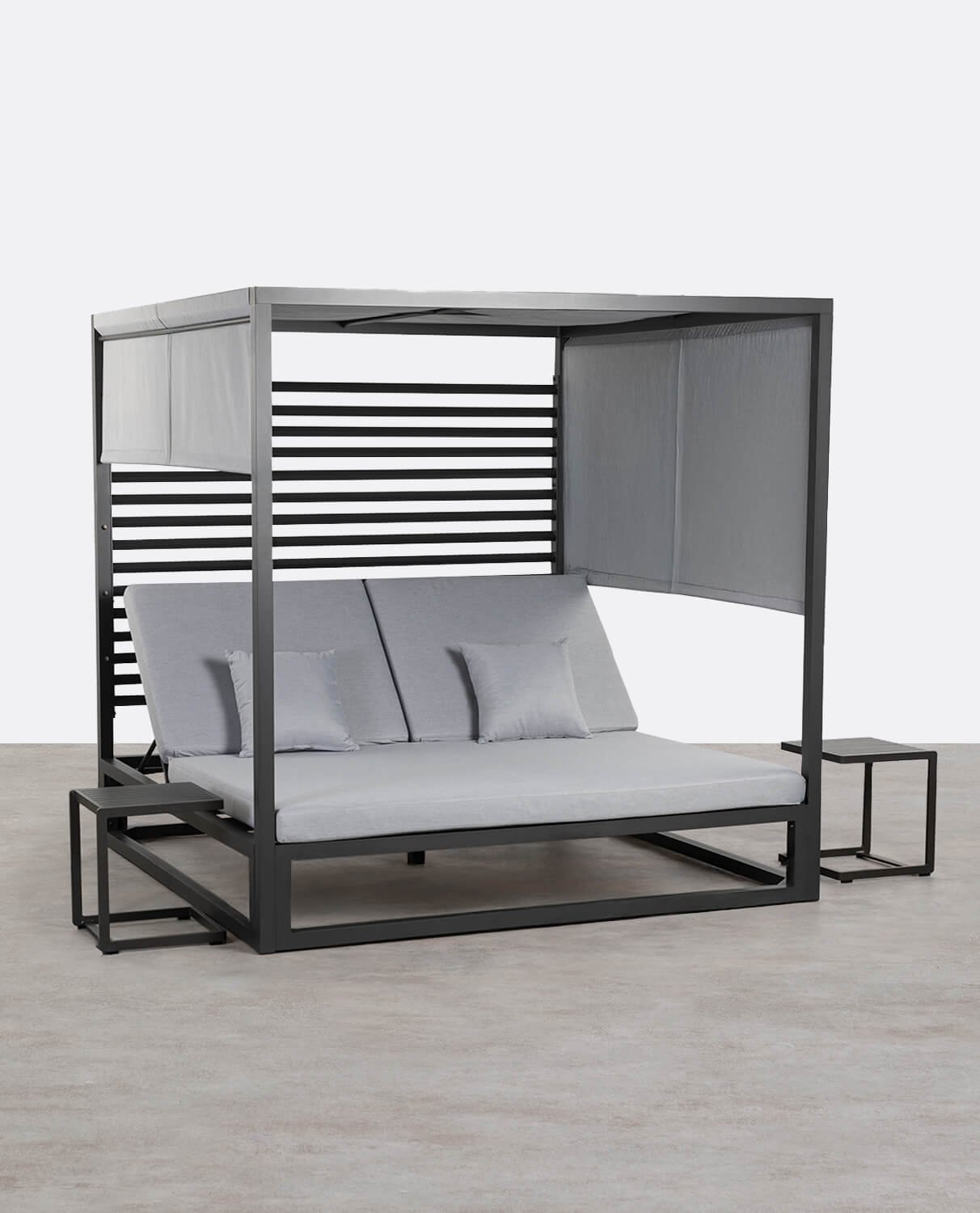 Set Letto Balinese Reclinabile Mersia e 2 Tavolini Laterali in Alluminio (40x40 cm) Kreta Colours, immagine della galleria 1