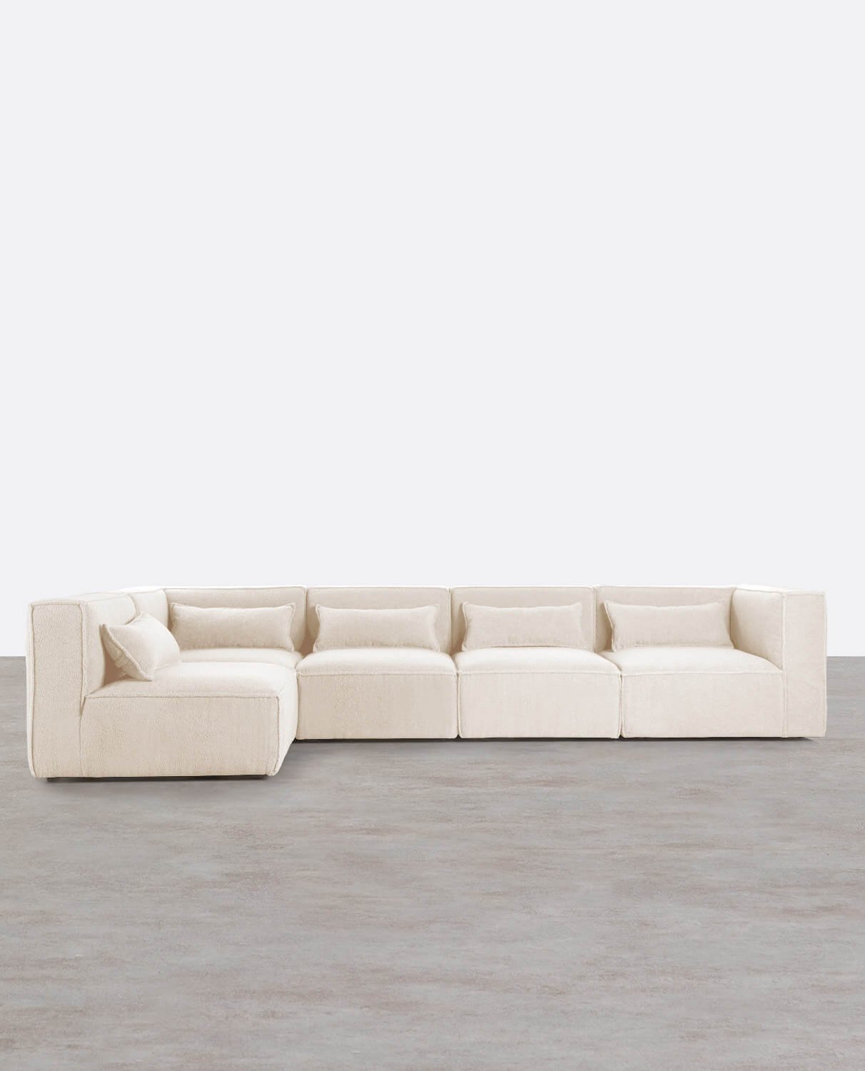 Divano Modulare 5 Pezzi con 2 Poltrone Angolari in Tessuto Boucle Kilhe, immagine della galleria 1