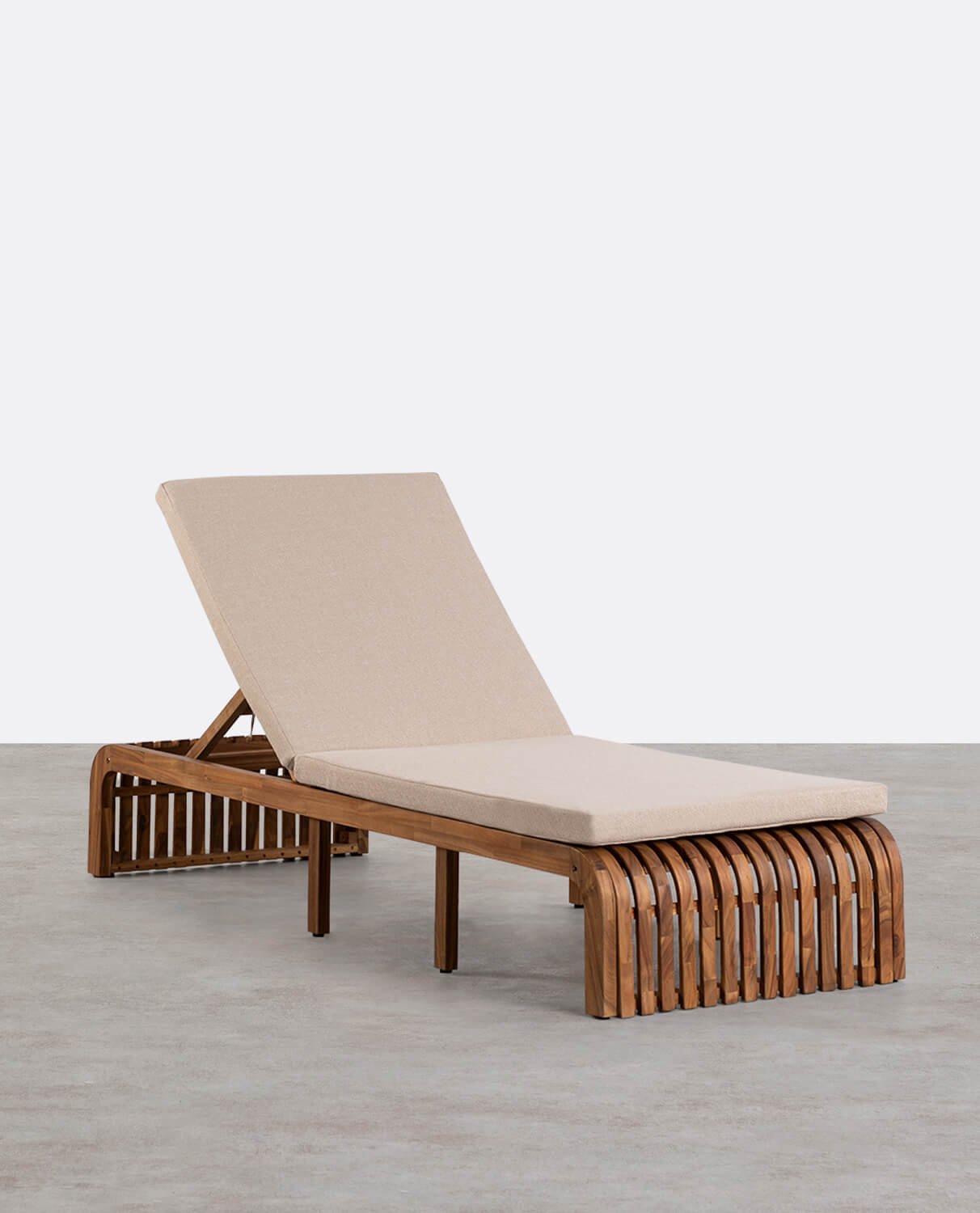 Pack da 2 Lettini Reclinabili in Legno di Acacia con Cuscino Hazan, immagine della galleria 1