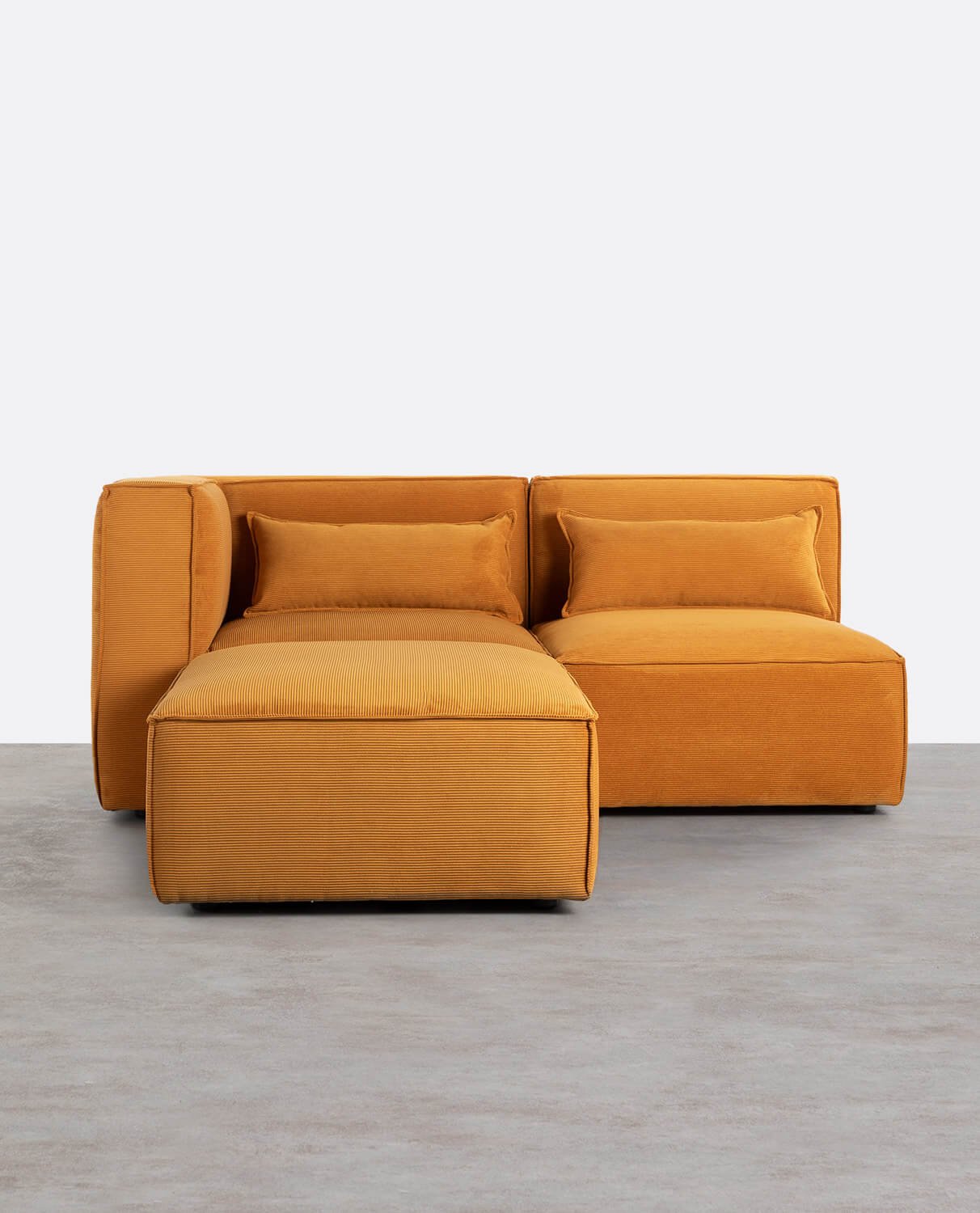 Divano Modulare Angolare 2 Pezzi e Pouf in Tessuto a Coste kilhe, immagine della galleria 1