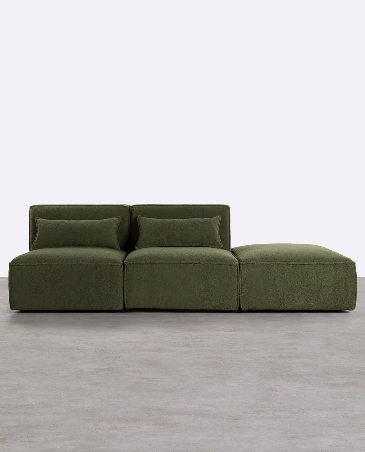 Divano Modulare 2 Pezzi con Pouf in Tessuto Bouclé Kilhe, immagine della galleria 1