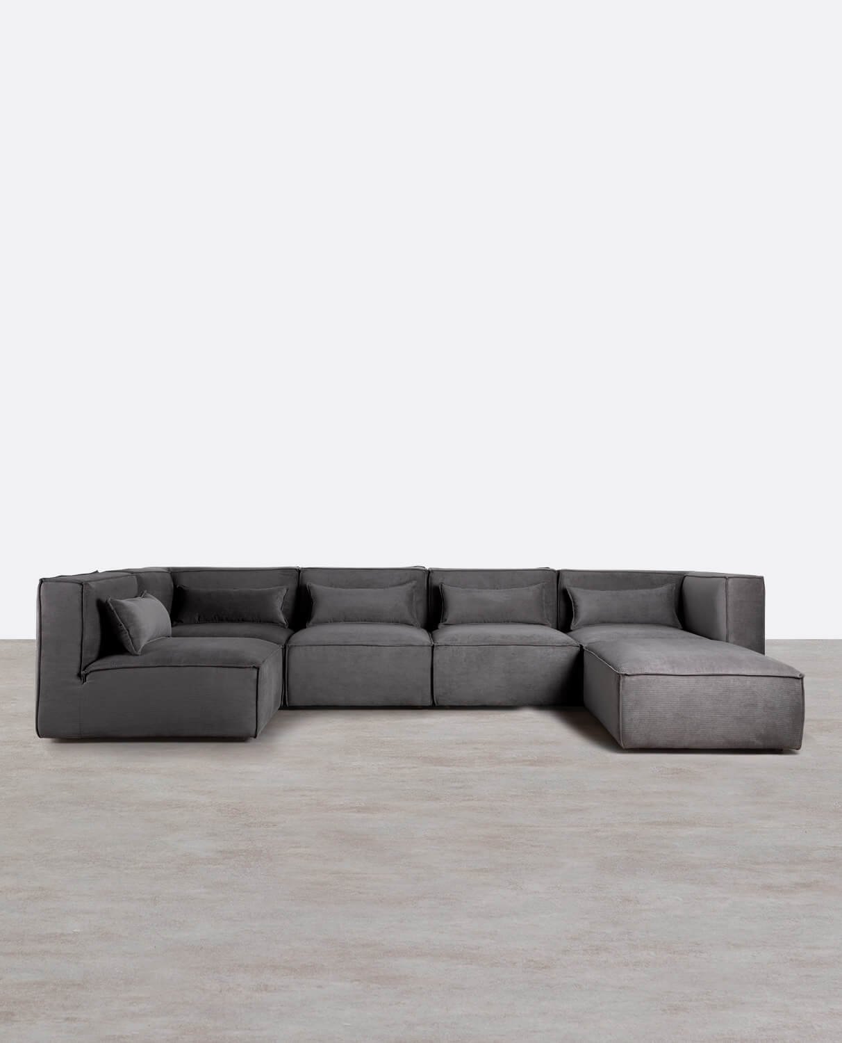 Divano Modulare a 5 Pezzi e Pouf in Velluto a Coste Kilhe, immagine della galleria 1