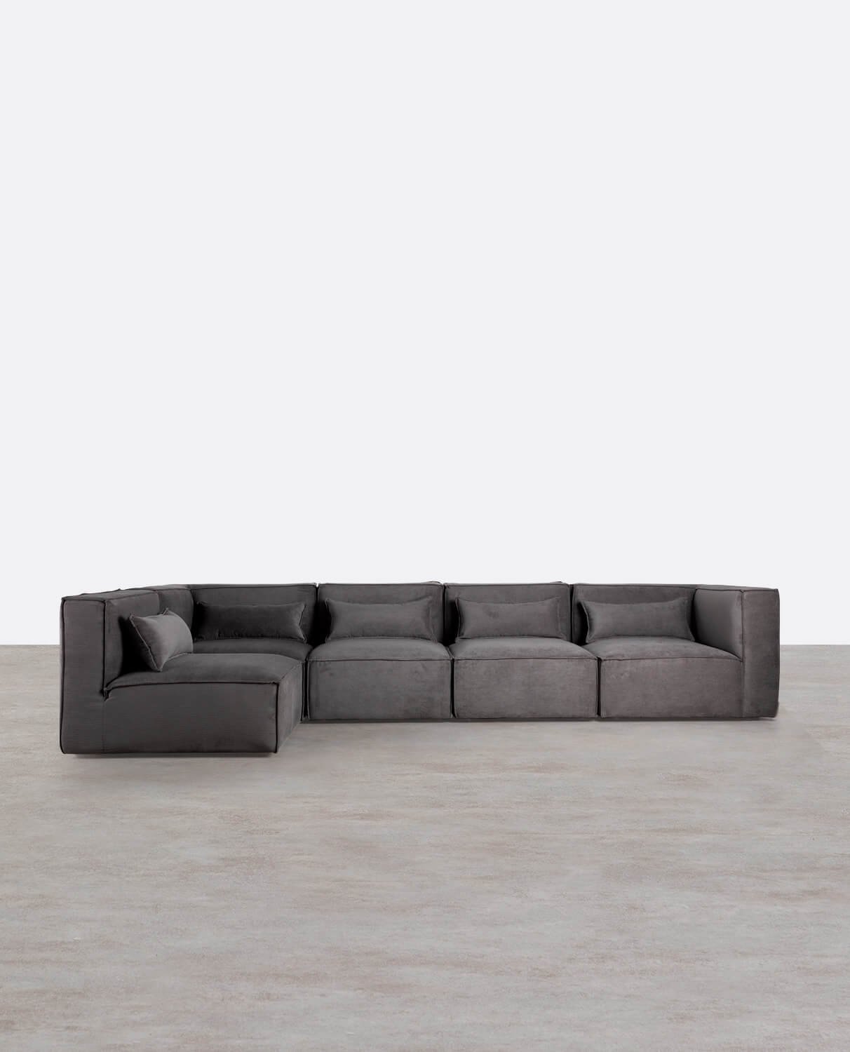 Divano Modulare a 5 Pezzi con 2 Poltrone Angolari in Velluto a Coste Kilhe, immagine della galleria 1