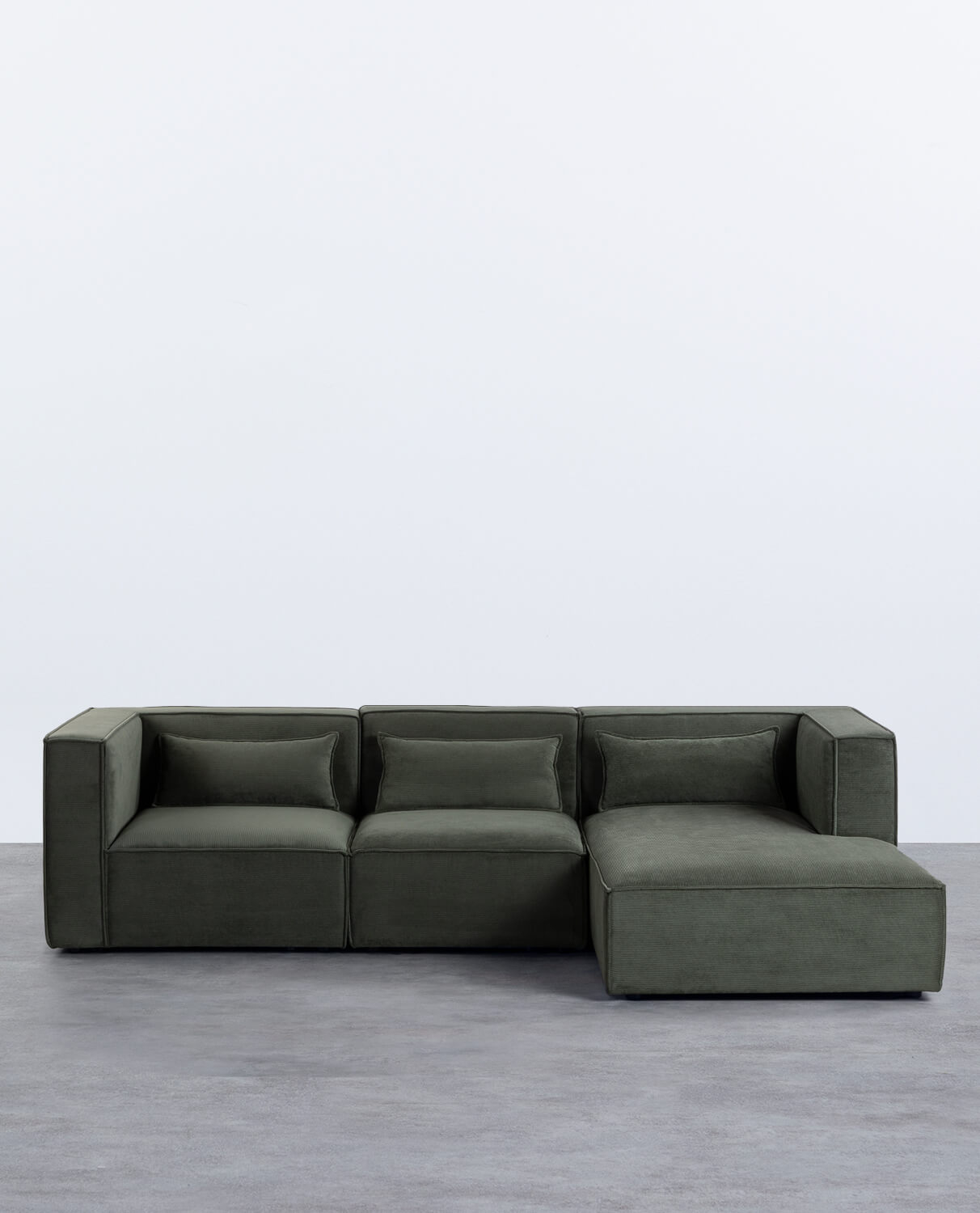 Divano a Chaise Longue Modulare in Velluto a Coste Kilhe