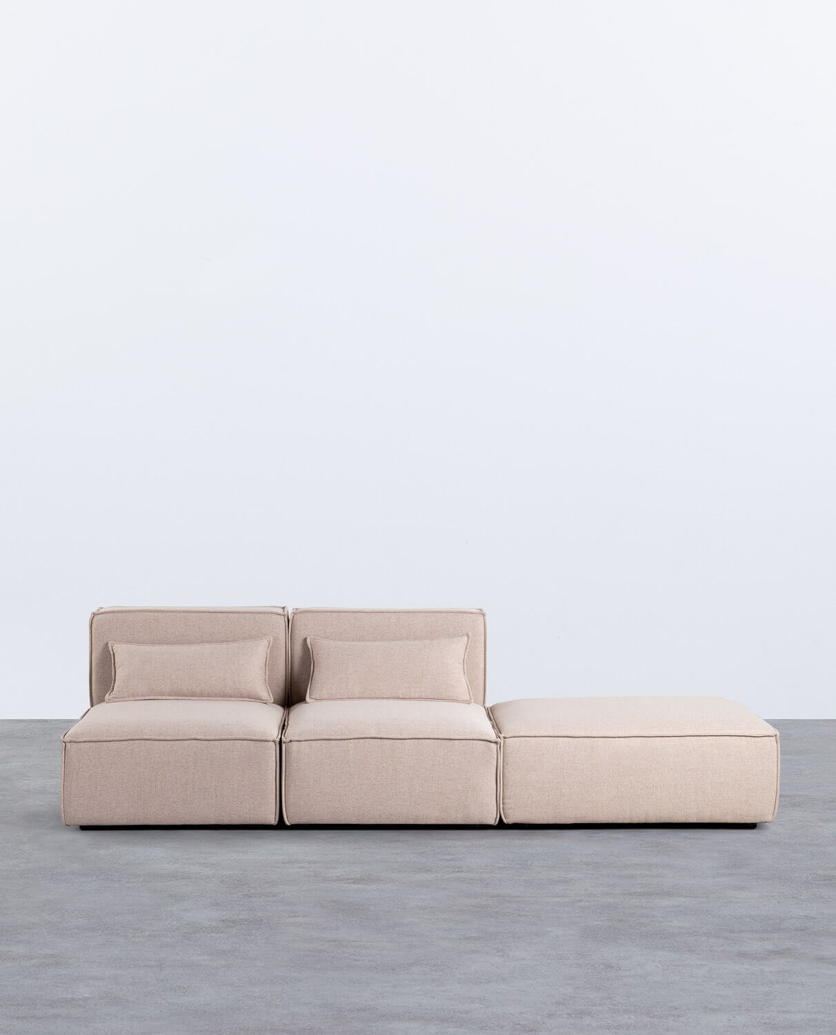 Divano Modulare 2 Pezzi con Pouf in Tessuto Kilhe
