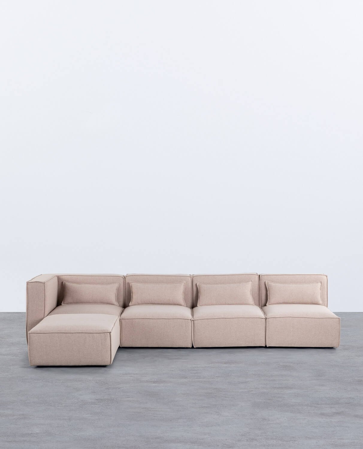 Divano Modulare 4 Pezzi con 3 Poltrone e Pouf in Tessuto Kilhe