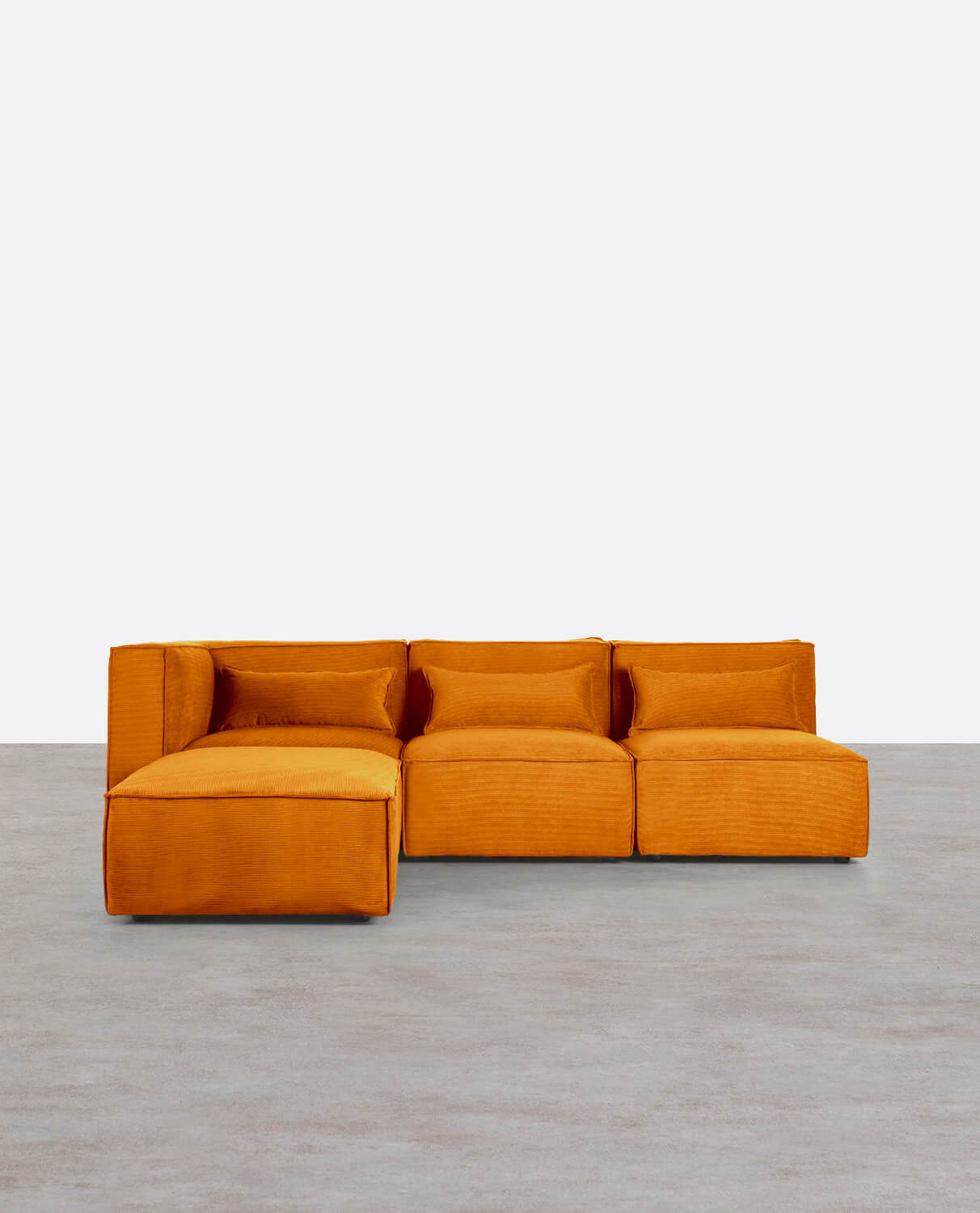 Divano Angolare Modulare Kilhe a 3 Pezzi con 2 Poltrone e Pouf in Velluto a Coste, immagine della galleria 1