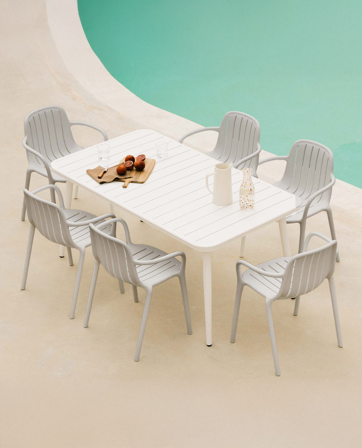 Set Tavolo Rettangolare in Alluminio (160x90 cm) Cancun e 6 Sedie da Esterno in Polipropilene Brand, immagine della galleria 2