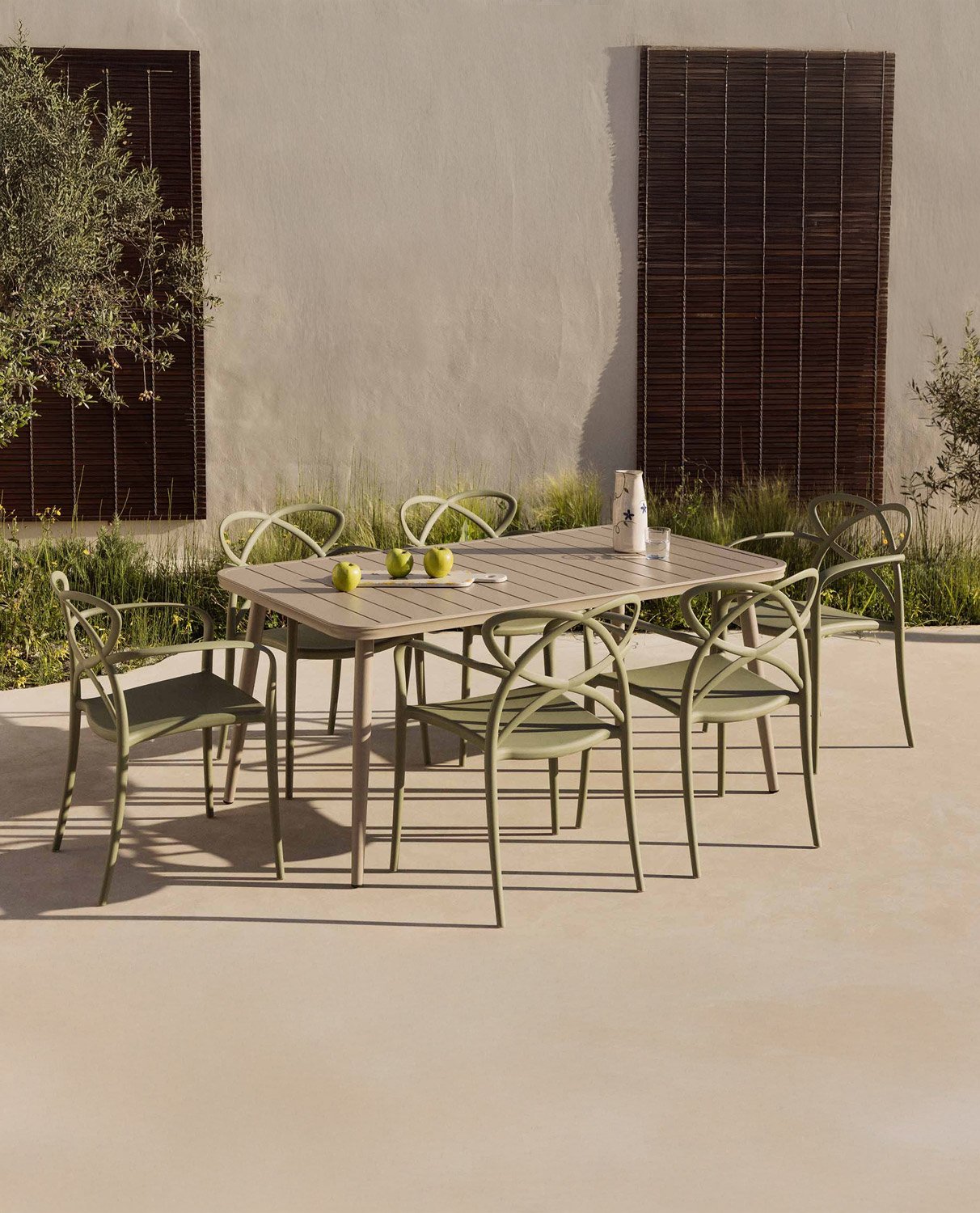 Set Tavolo Rettangolare in Alluminio (160x90 cm) Cancun e 6 Sedie in Polipropilene con Braccioli per Rsterni Cielo, immagine della galleria 2