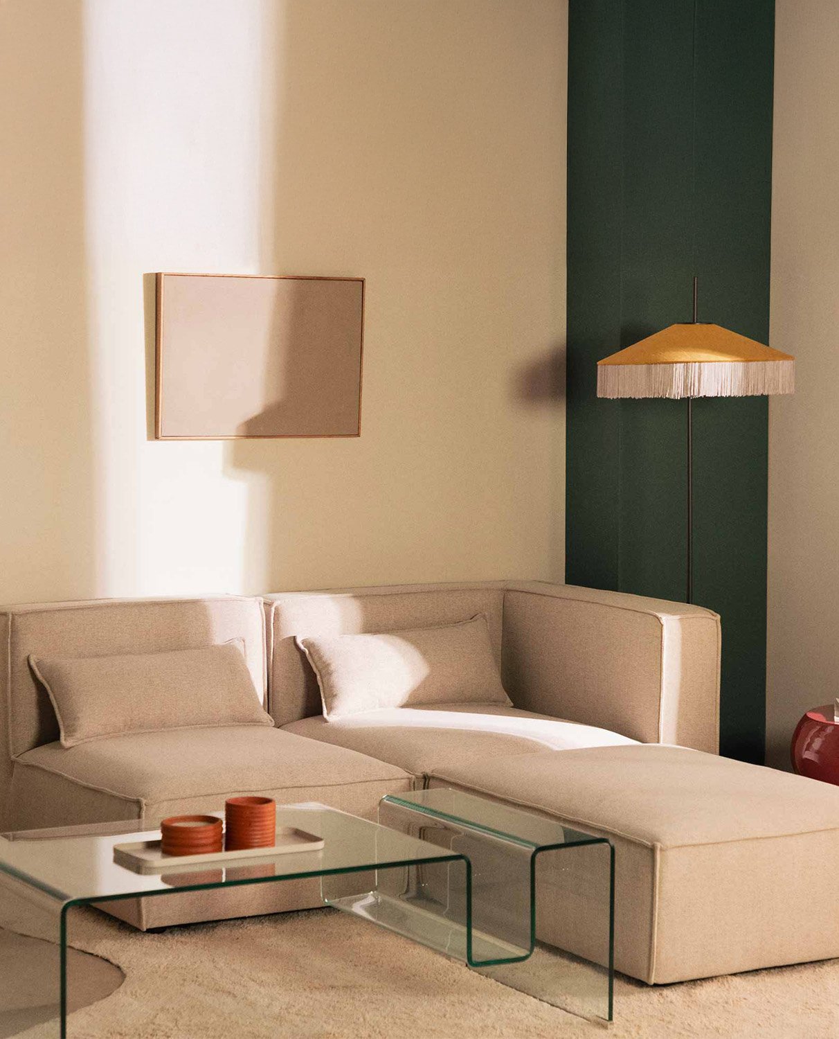 Divano Modulare Angolare 2 Pezzi e Pouf in Tessuto Kilhe, immagine della galleria 2