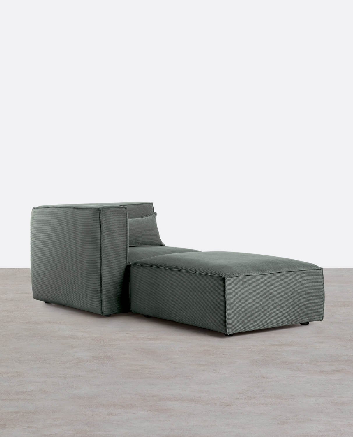 Poltrona Angolare Modulare con Pouf in Velluto a Coste Kilhe, immagine della galleria 1