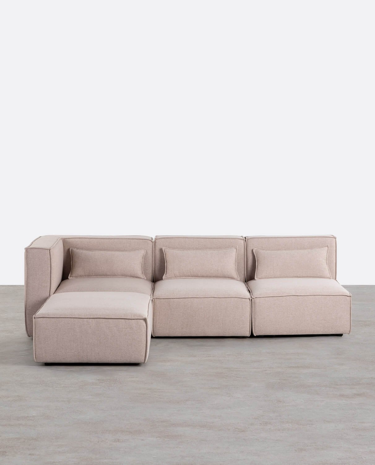 Divano Modulare 3 Pezzi con 2 poltrone e Pouf in Tessuto Kilhe, immagine della galleria 1